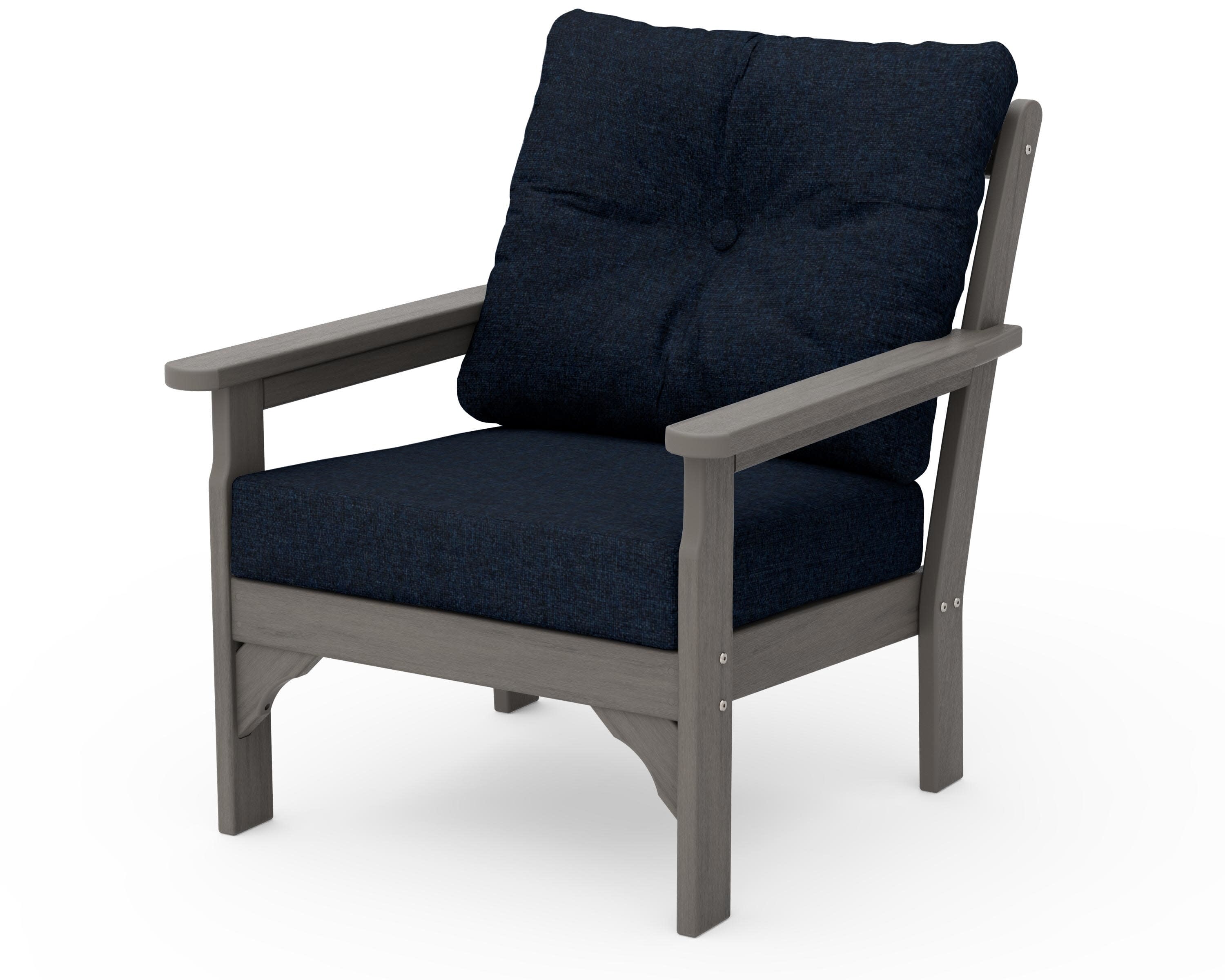 Vineyard Deep Seating Chair in Driftwood / Marine Indigo