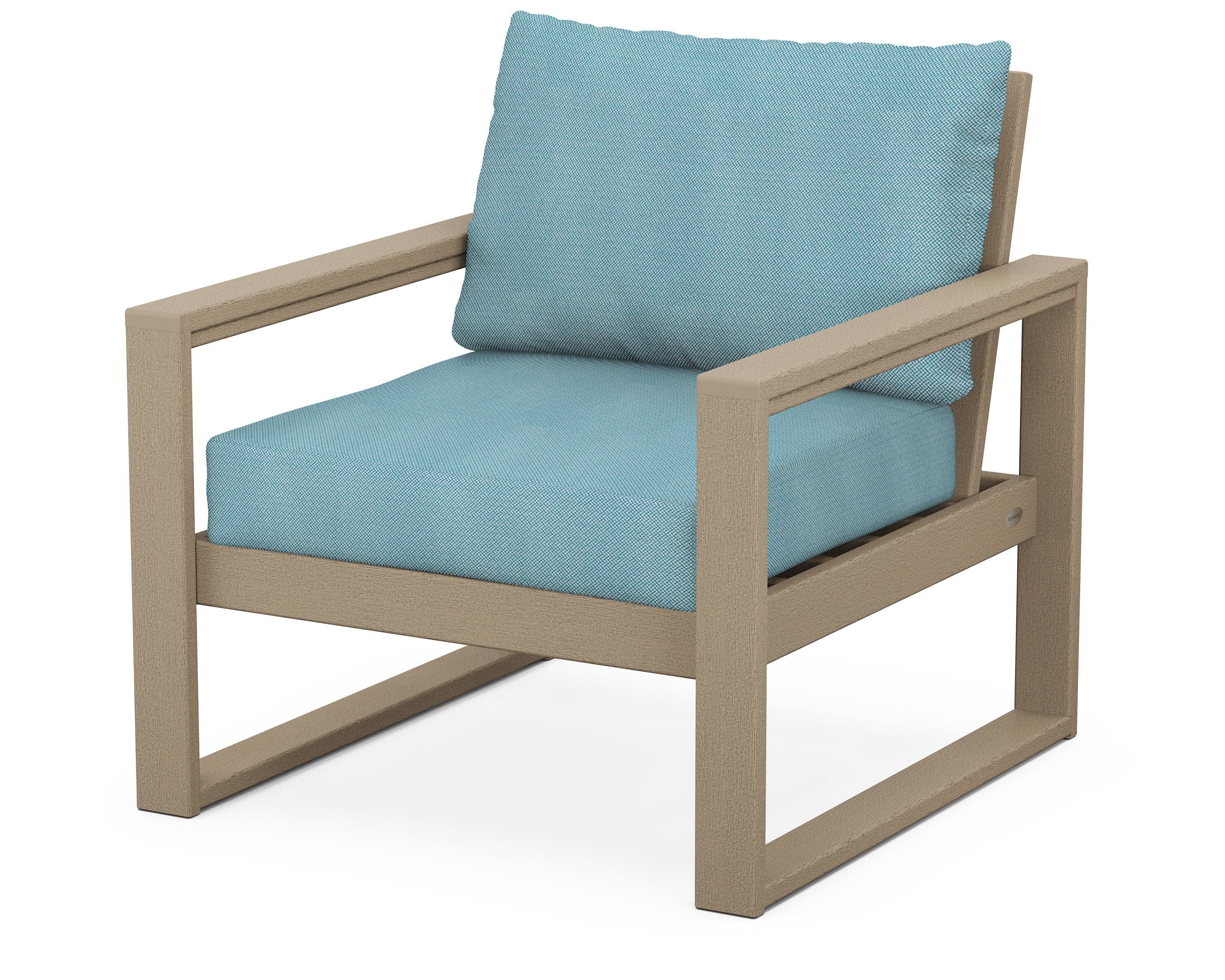 EDGE Club Chair in Vintage Sahara / Lattice Sky Blue