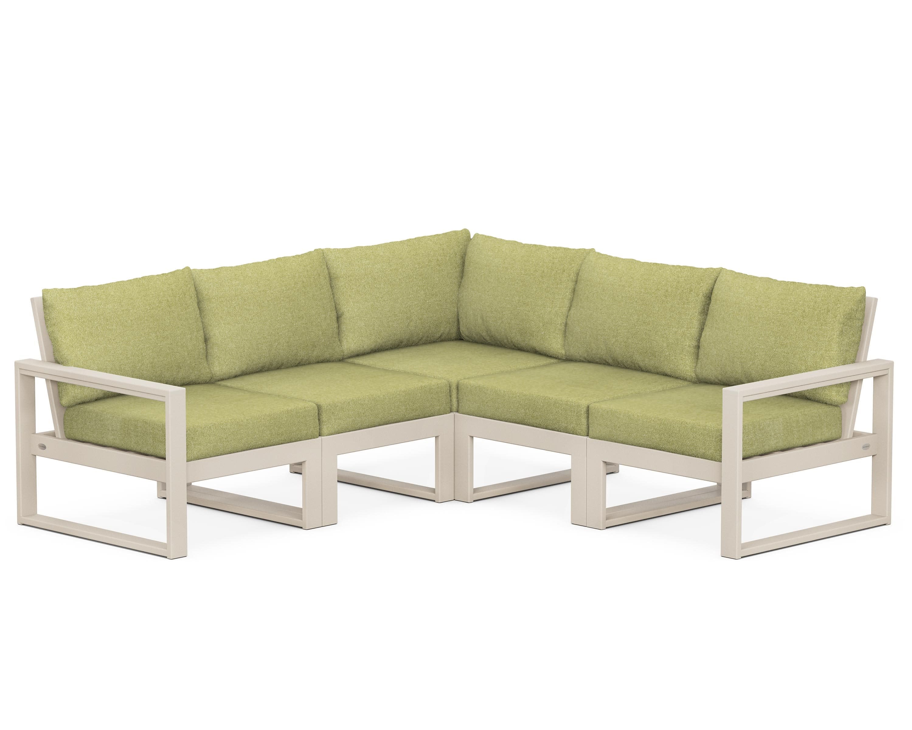 EDGE 5-Piece Modular Deep Seating Set in Sand / Chartreuse Boucle