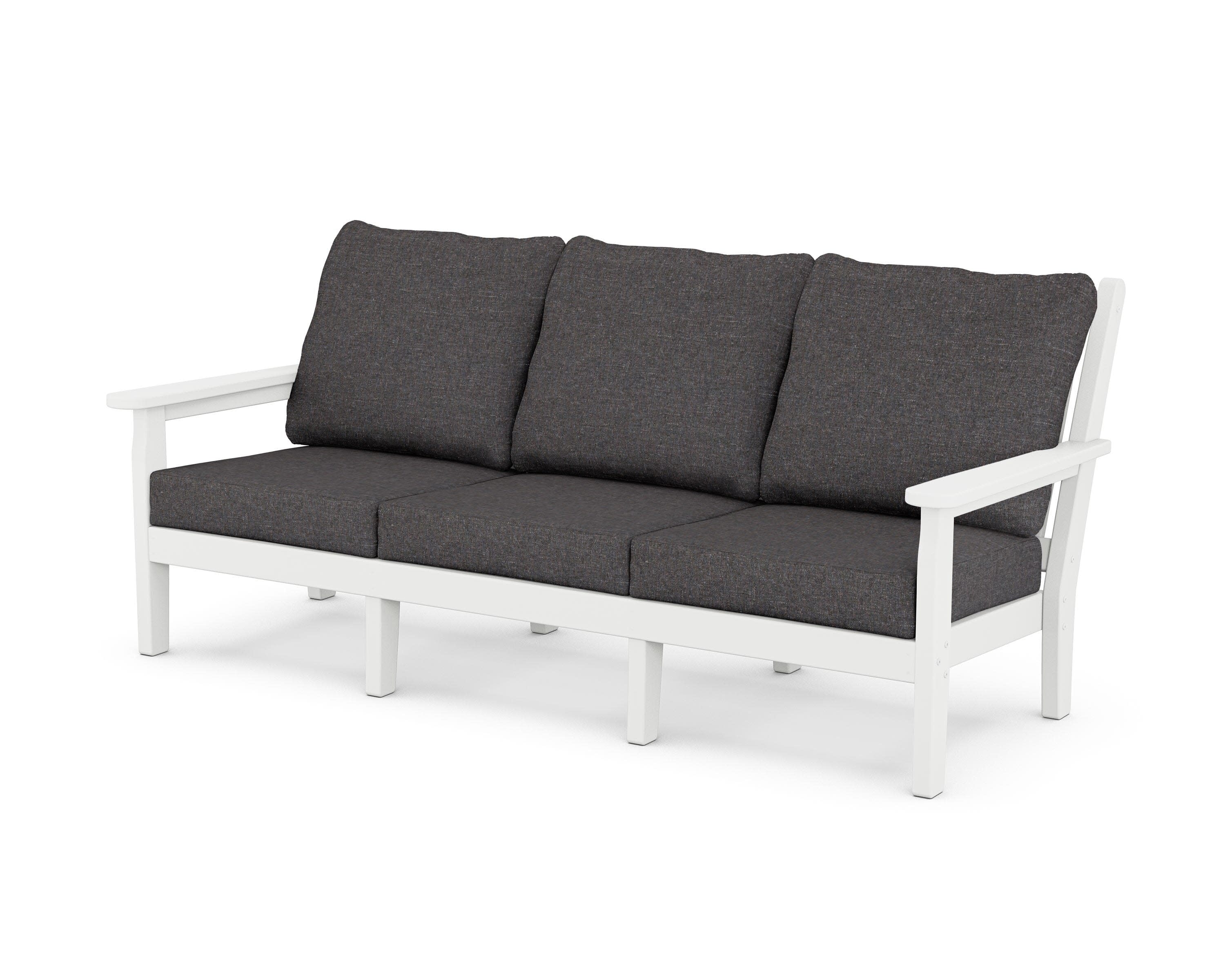 Chippendale Deep Seating Sofa in White / Ash Charcoal