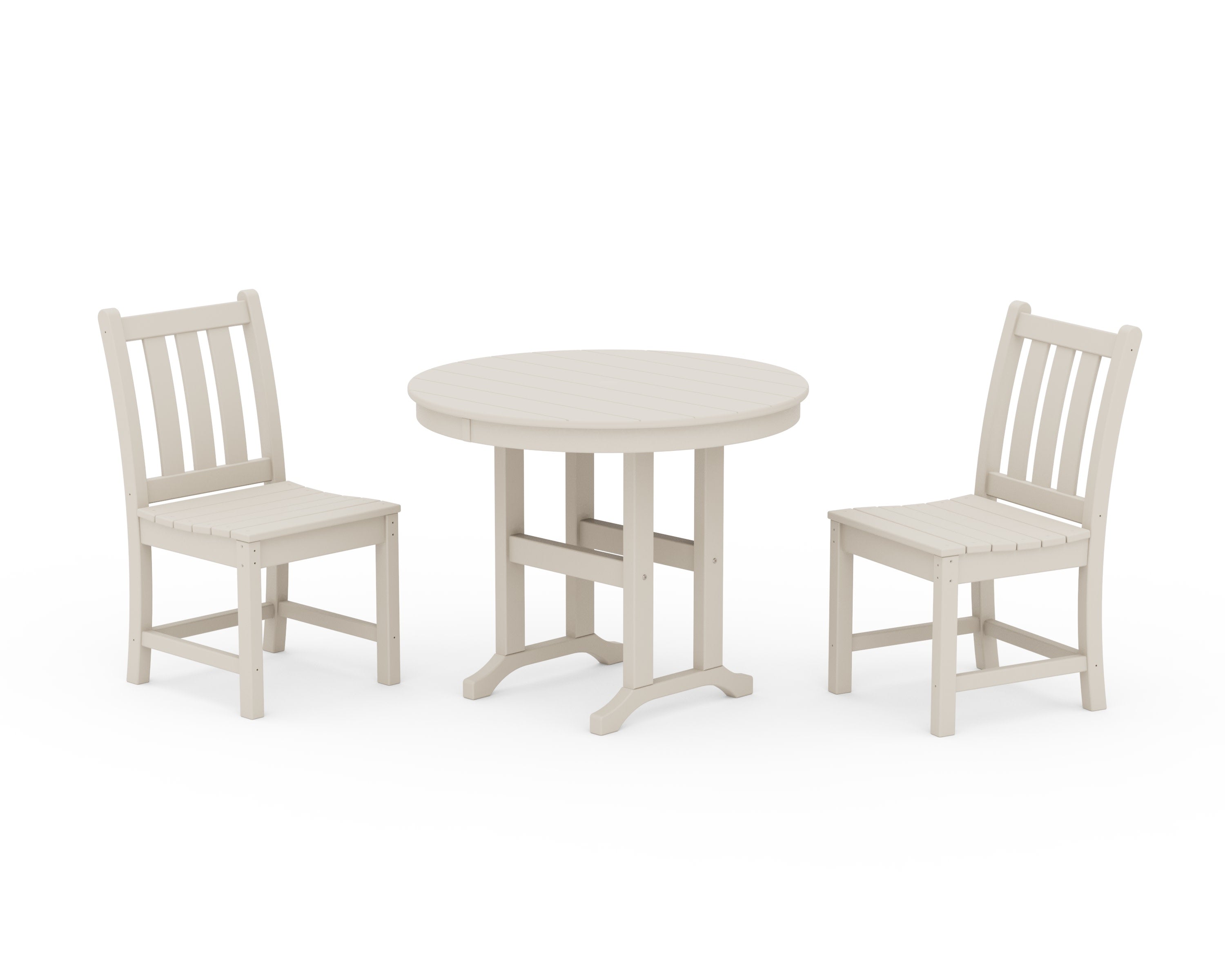 Traditional Garden Side Chair 3-Piece Round Dining Set in Sand