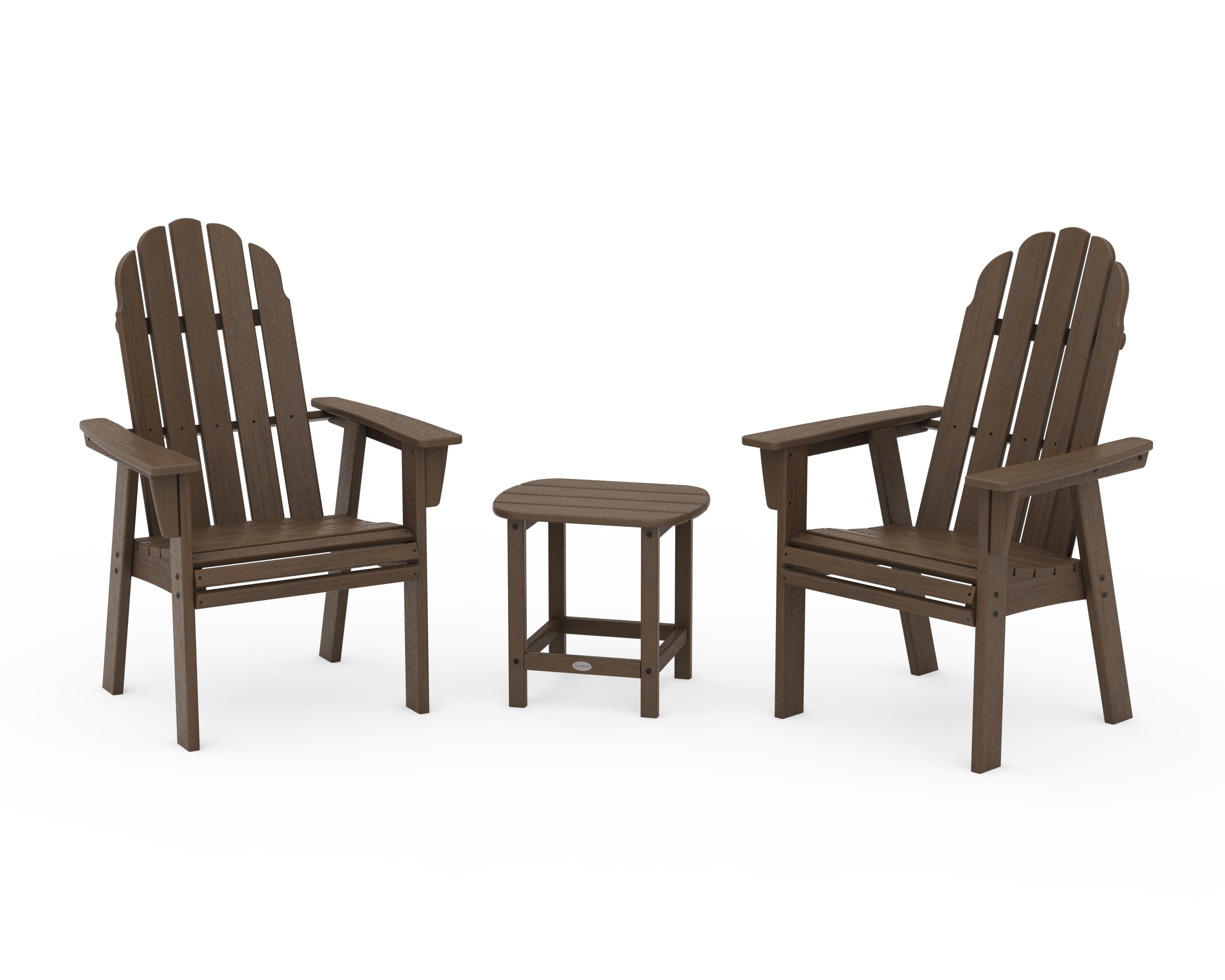 Vineyard 3-Piece Curveback Upright Adirondack Chair Set in Kona