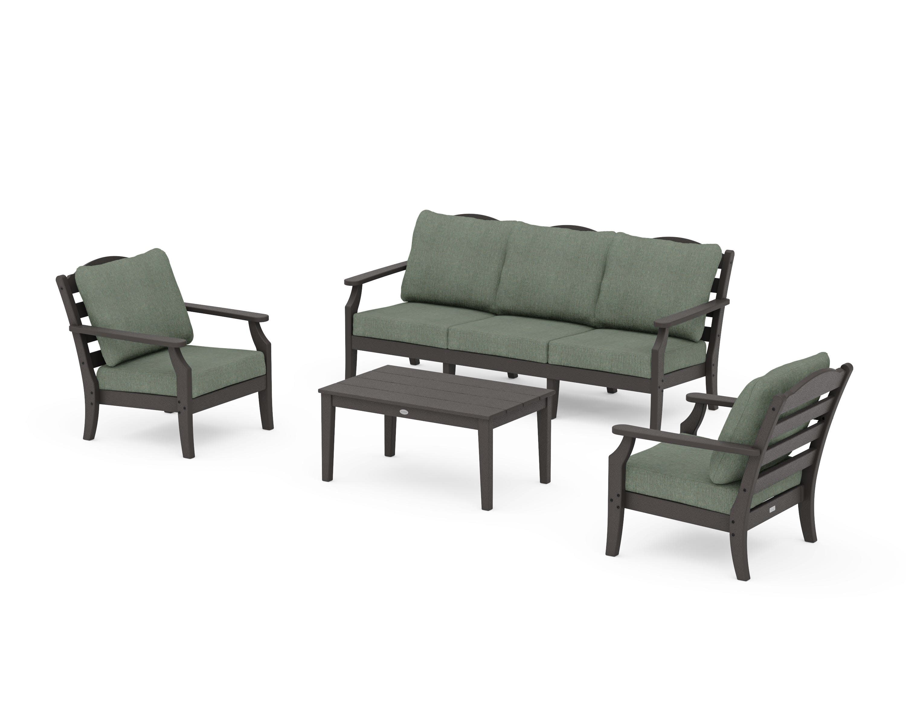 Savannah 4-Piece Deep Seating Set with Sofa in Vintage Coffee / Cast Sage
