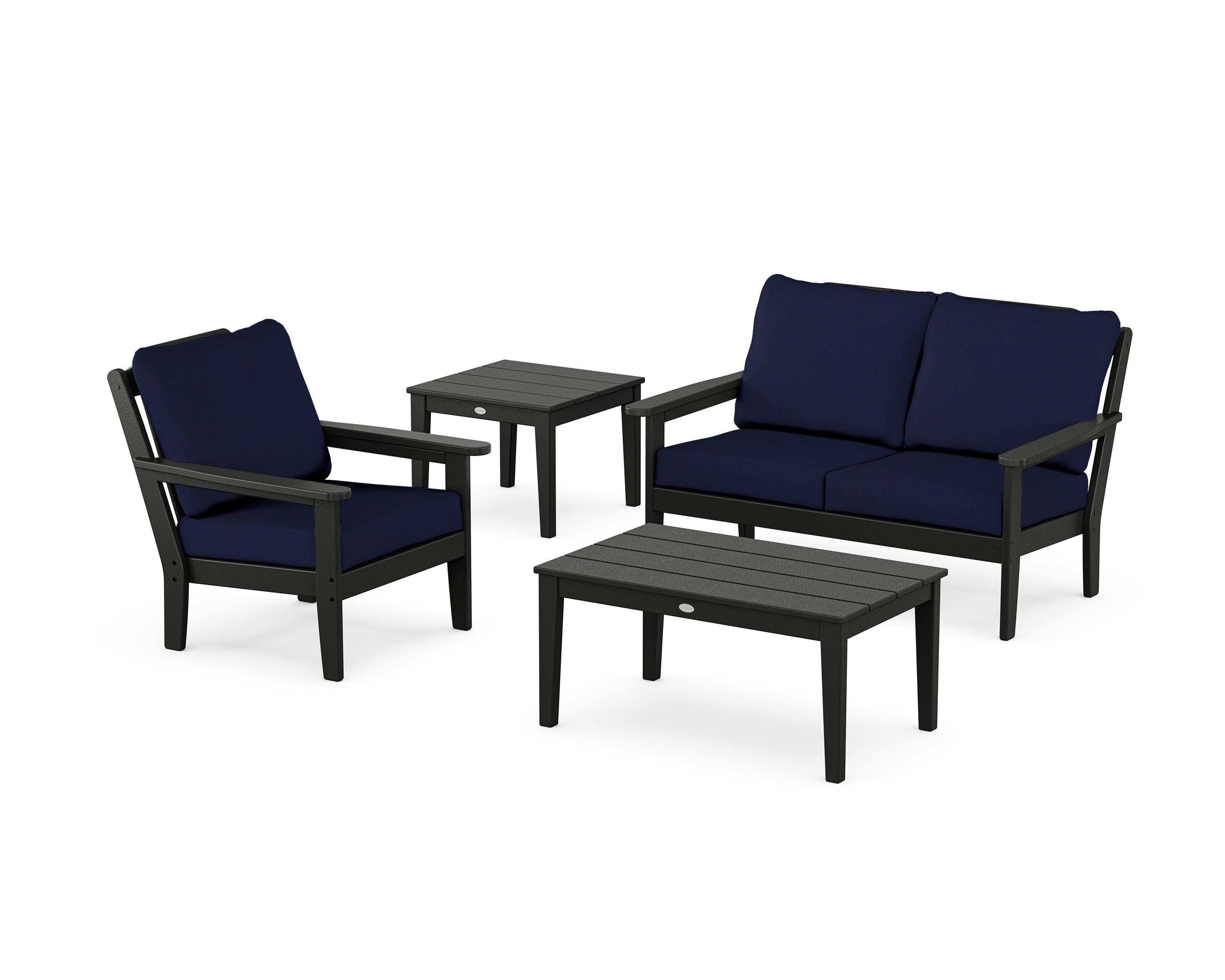 Wovendale 4-Piece Deep Seating Set in Black / Navy