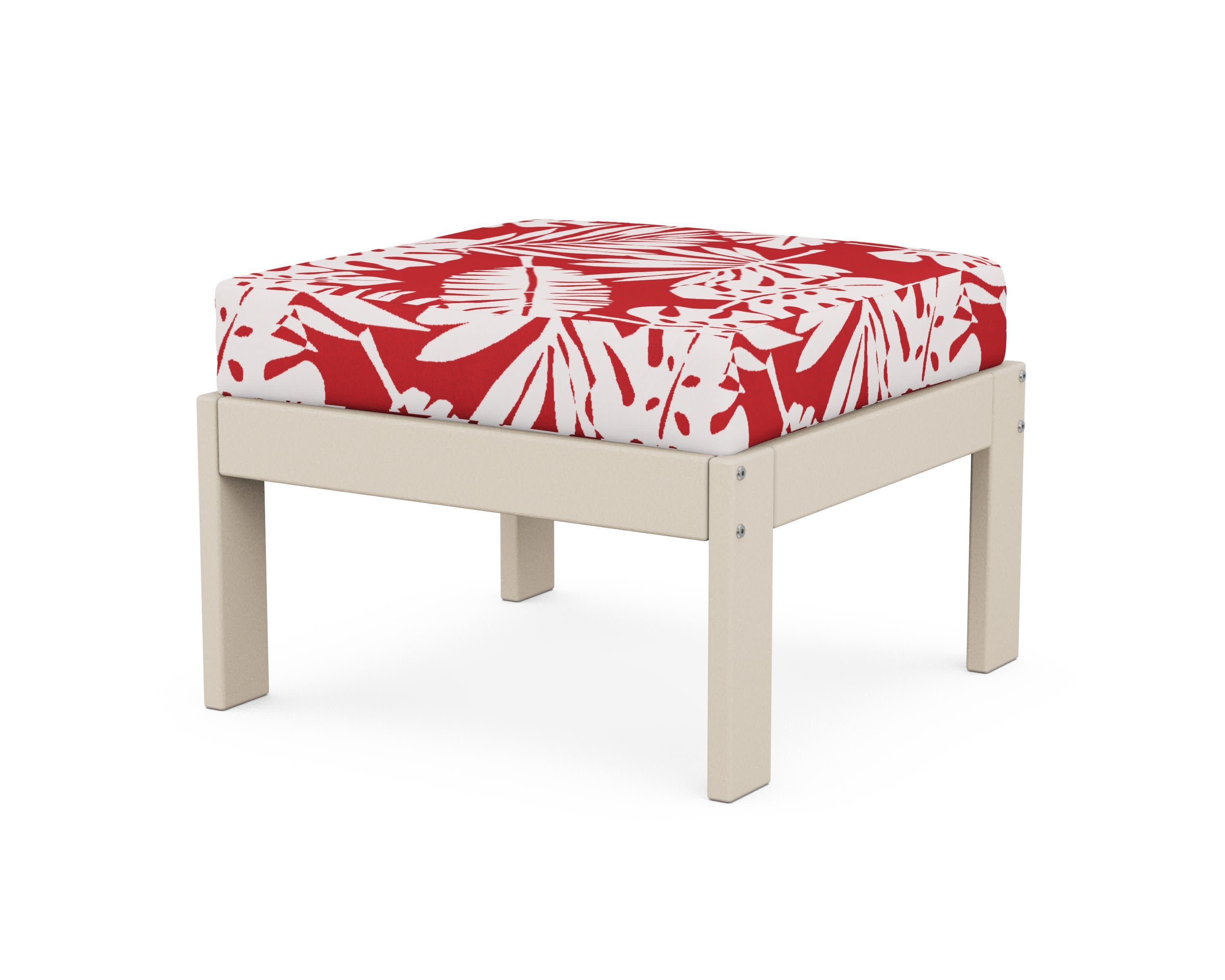 Vineyard Modular Ottoman in Sand / Leaf Crimson