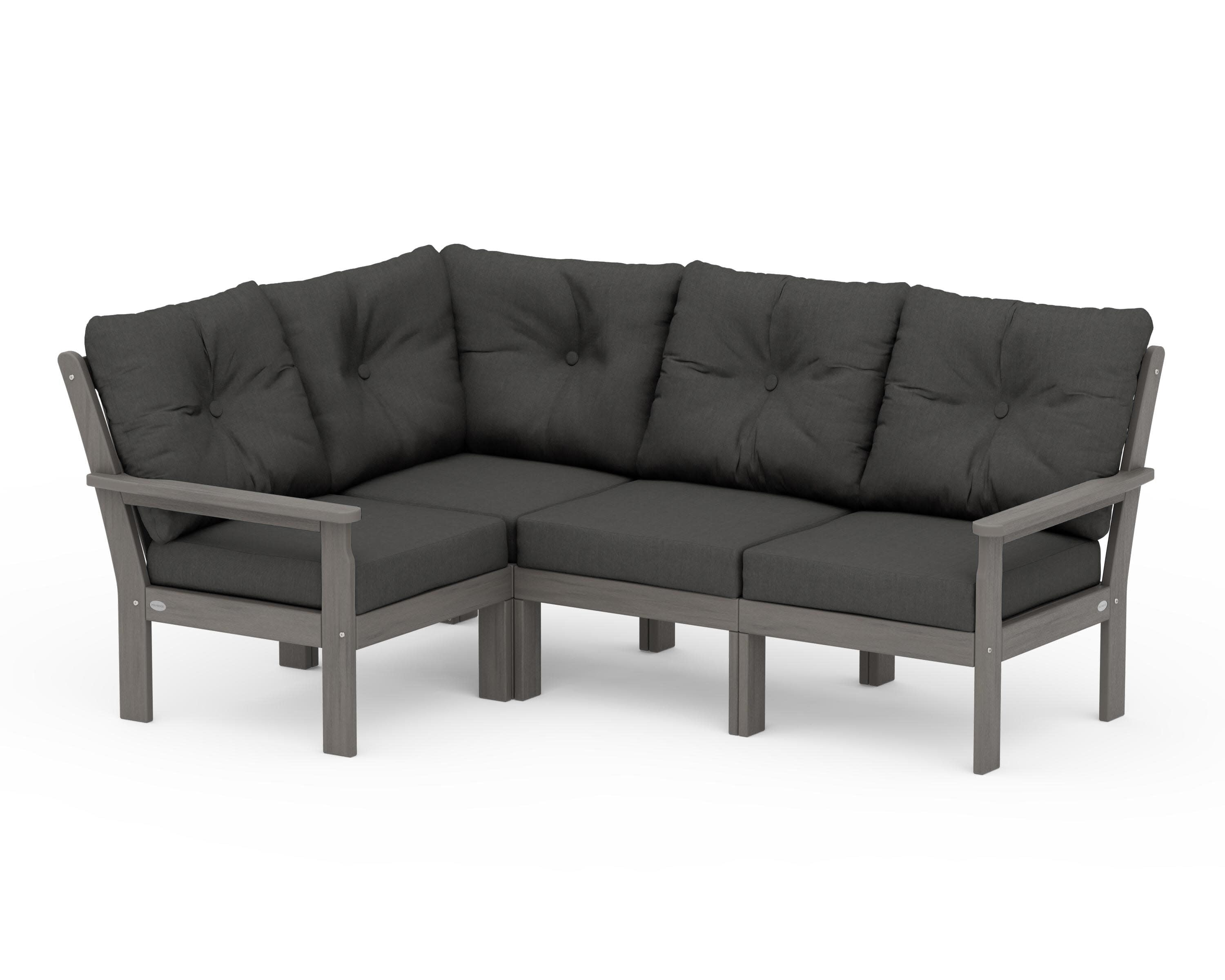 Vineyard 4-Piece Sectional in Driftwood / Spectrum Carbon