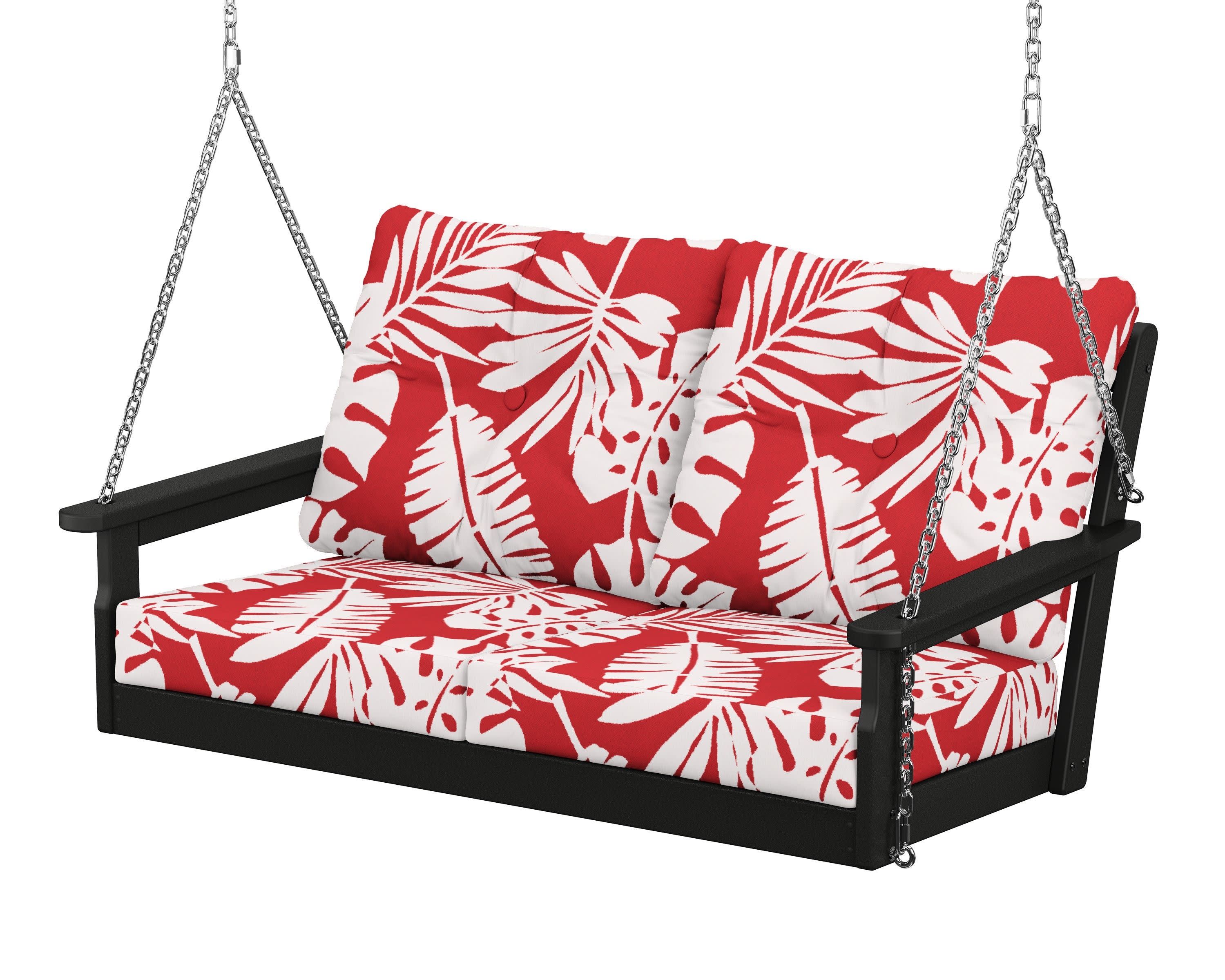 Vineyard Deep Seating Swing in Black / Leaf Crimson