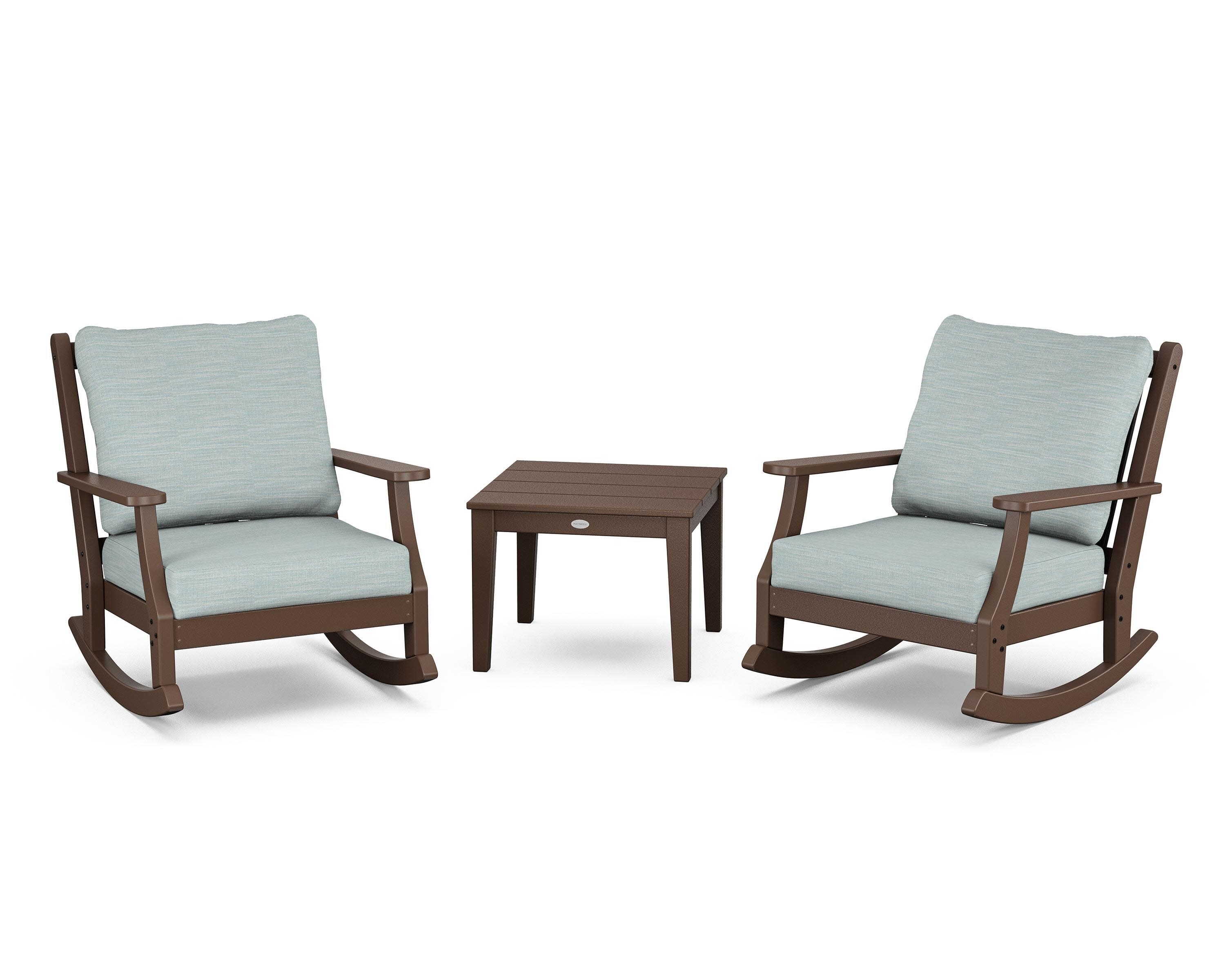 Wovendale 3-Piece Deep Seating Rocker Set in Mahogany / Soothe Mist