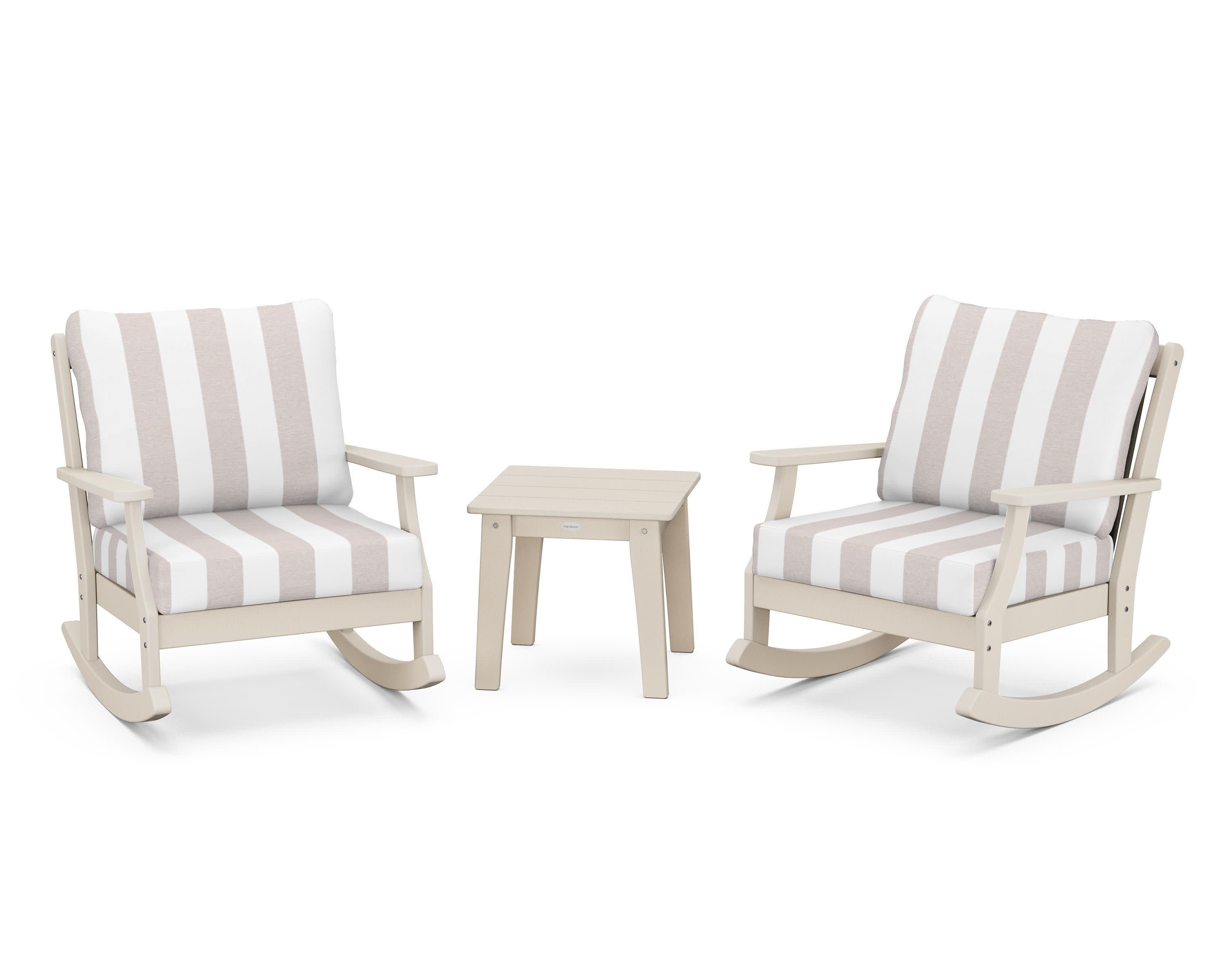 Braxton 3-Piece Deep Seating Rocker Set in Sand / Cabana Stripe Dune Burlap