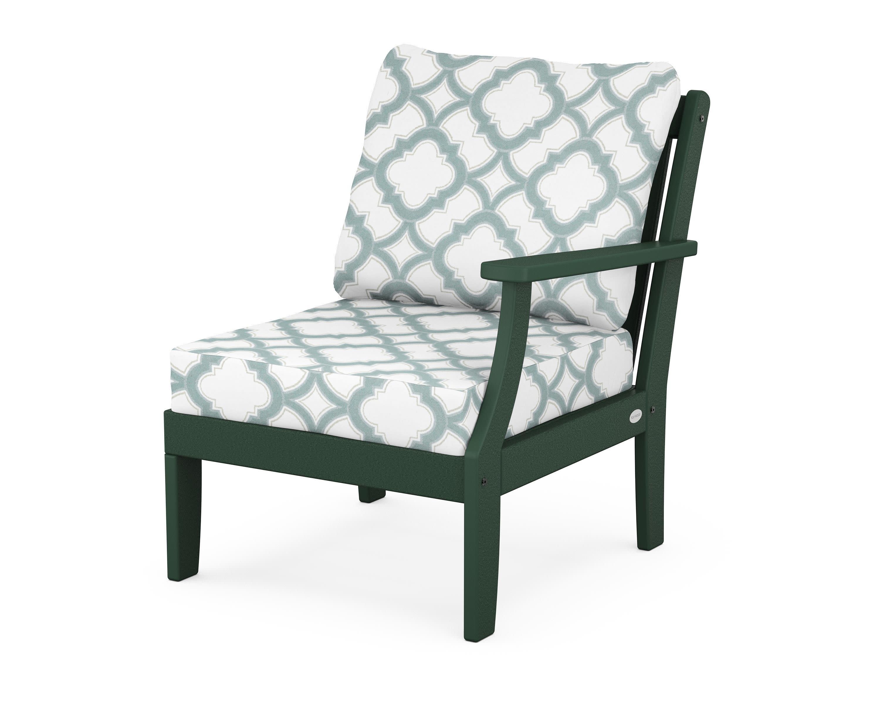 Braxton Modular Right Arm Chair in Green / Trellis Glacier Spa