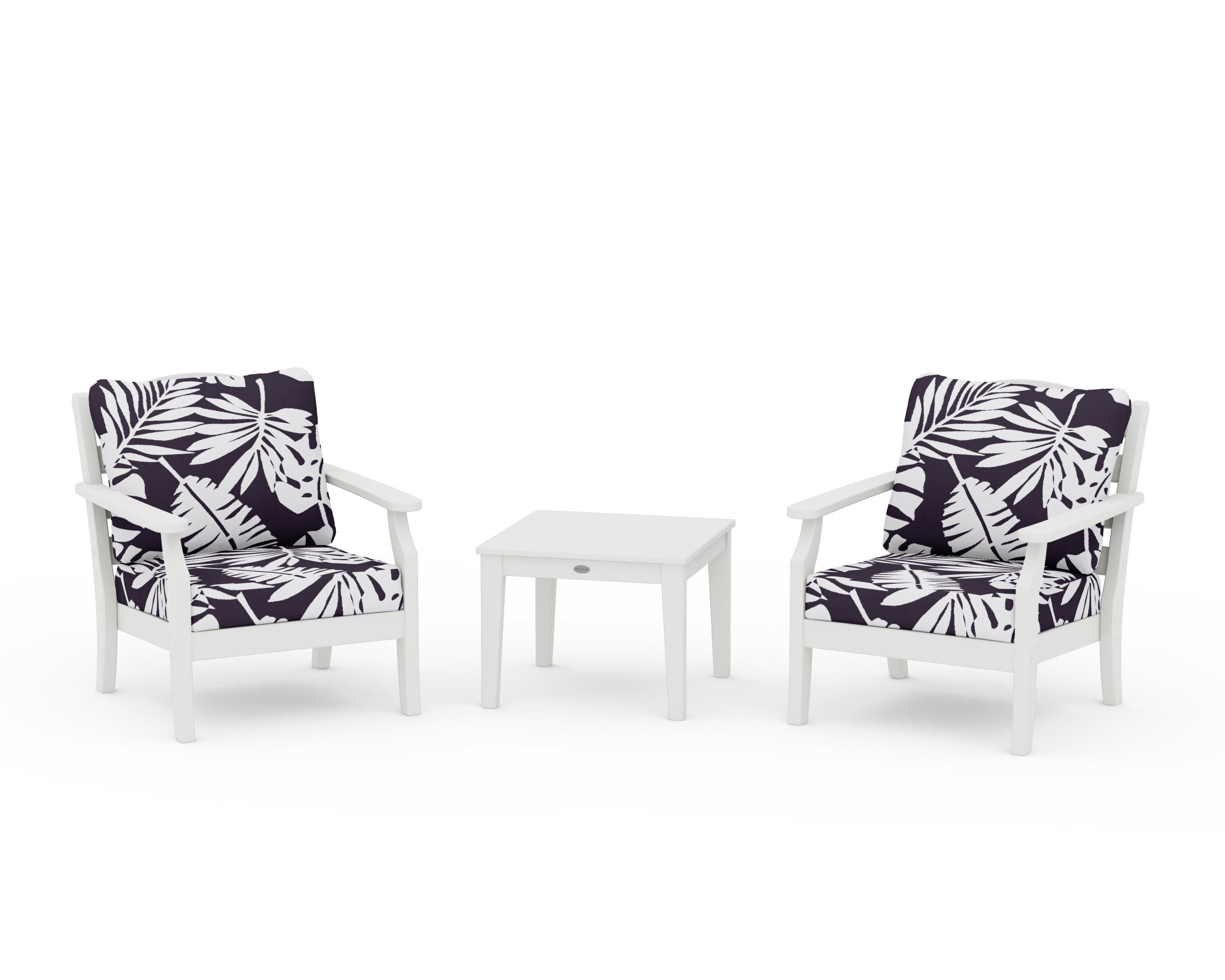 Savannah 3-Piece Deep Seating Set in Vintage White / Leaf Navy