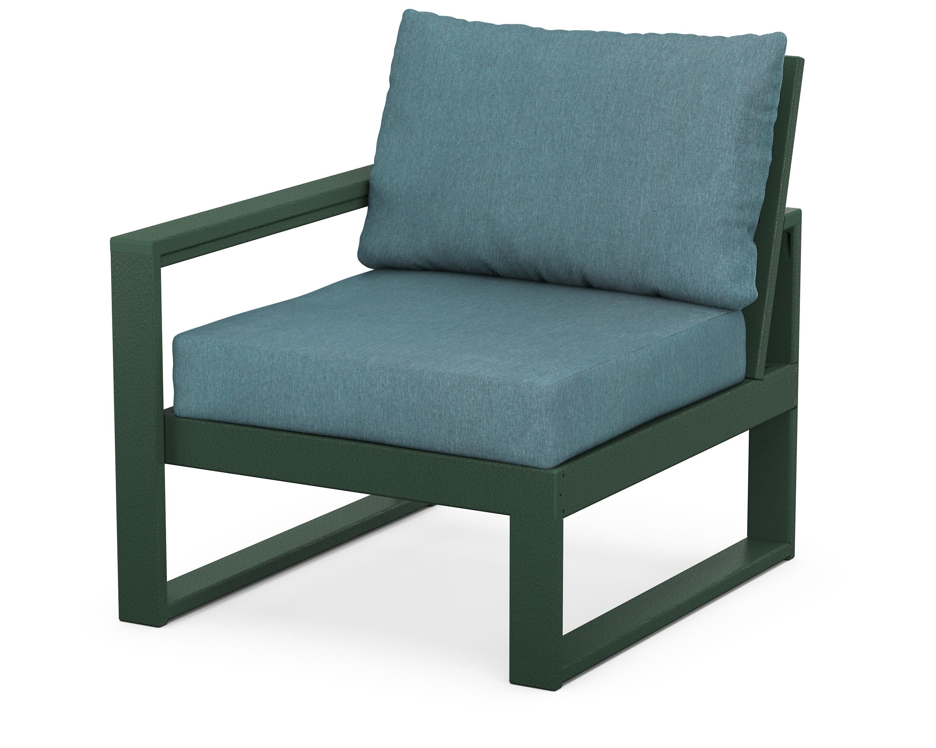 EDGE Modular Left Arm Chair in Green / Ocean Teal