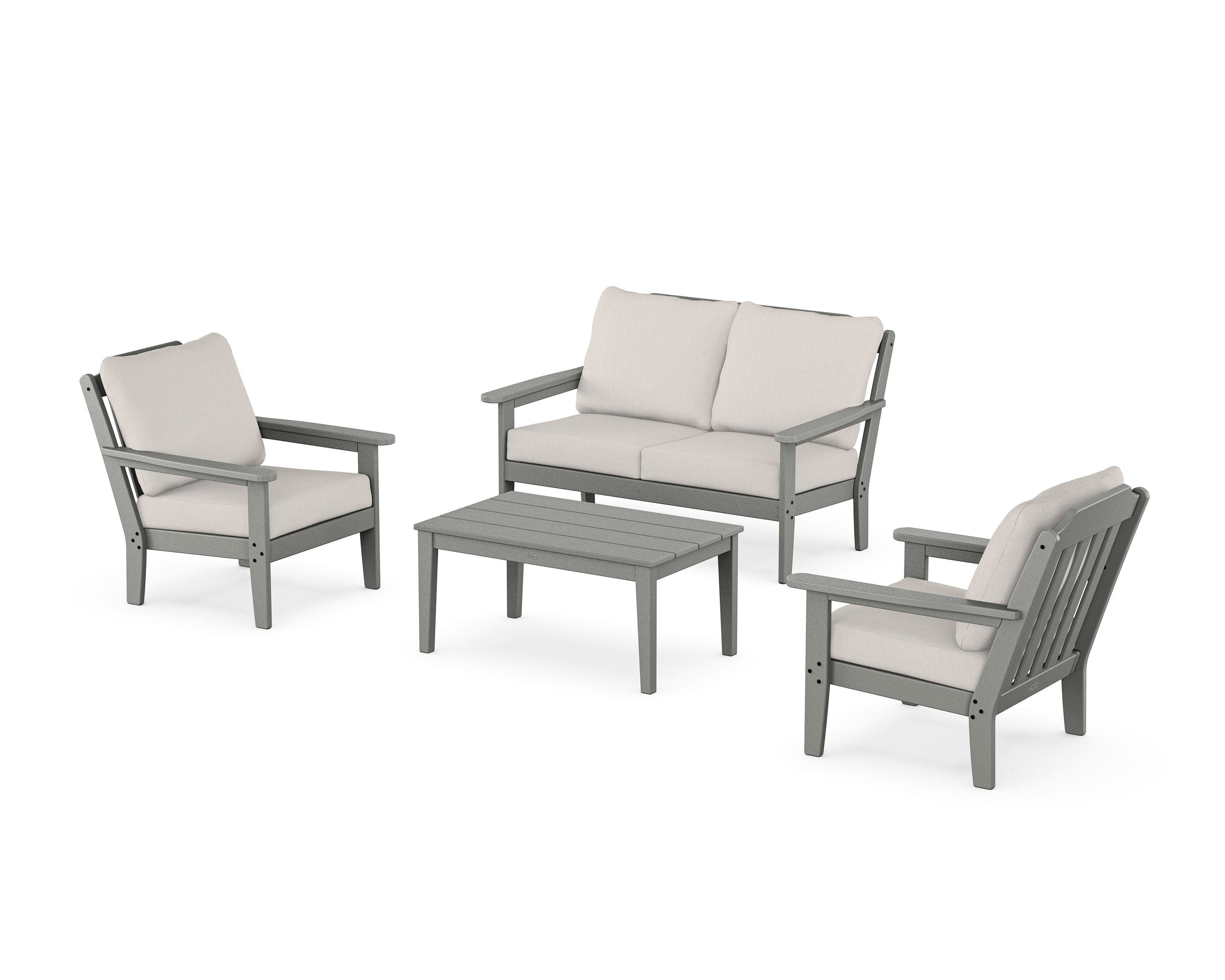 Cottage 4-Piece Deep Seating Set with Loveseat in Slate Grey / Cast Ash