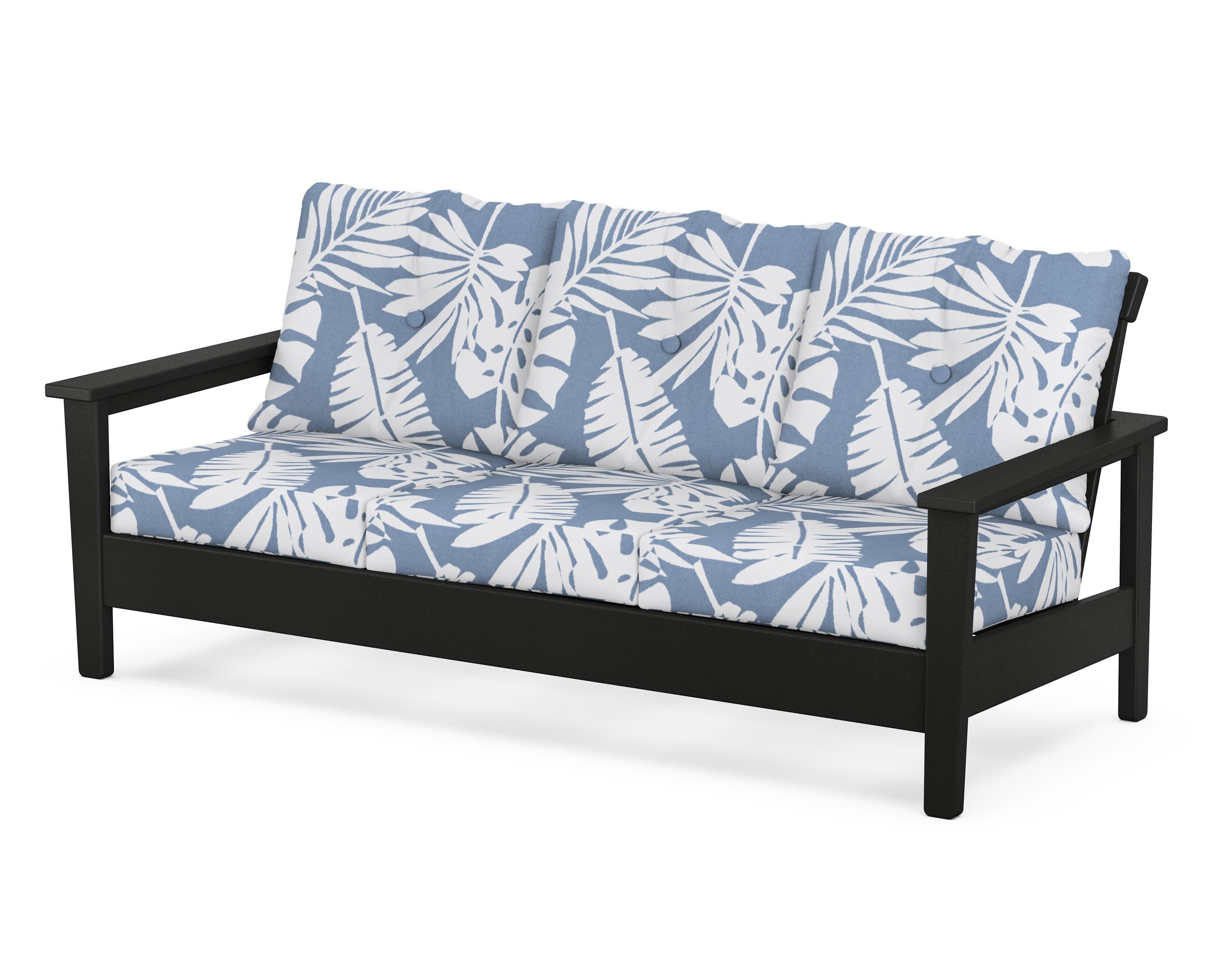 Prescott Deep Seating Sofa in Black / Leaf Sky Blue