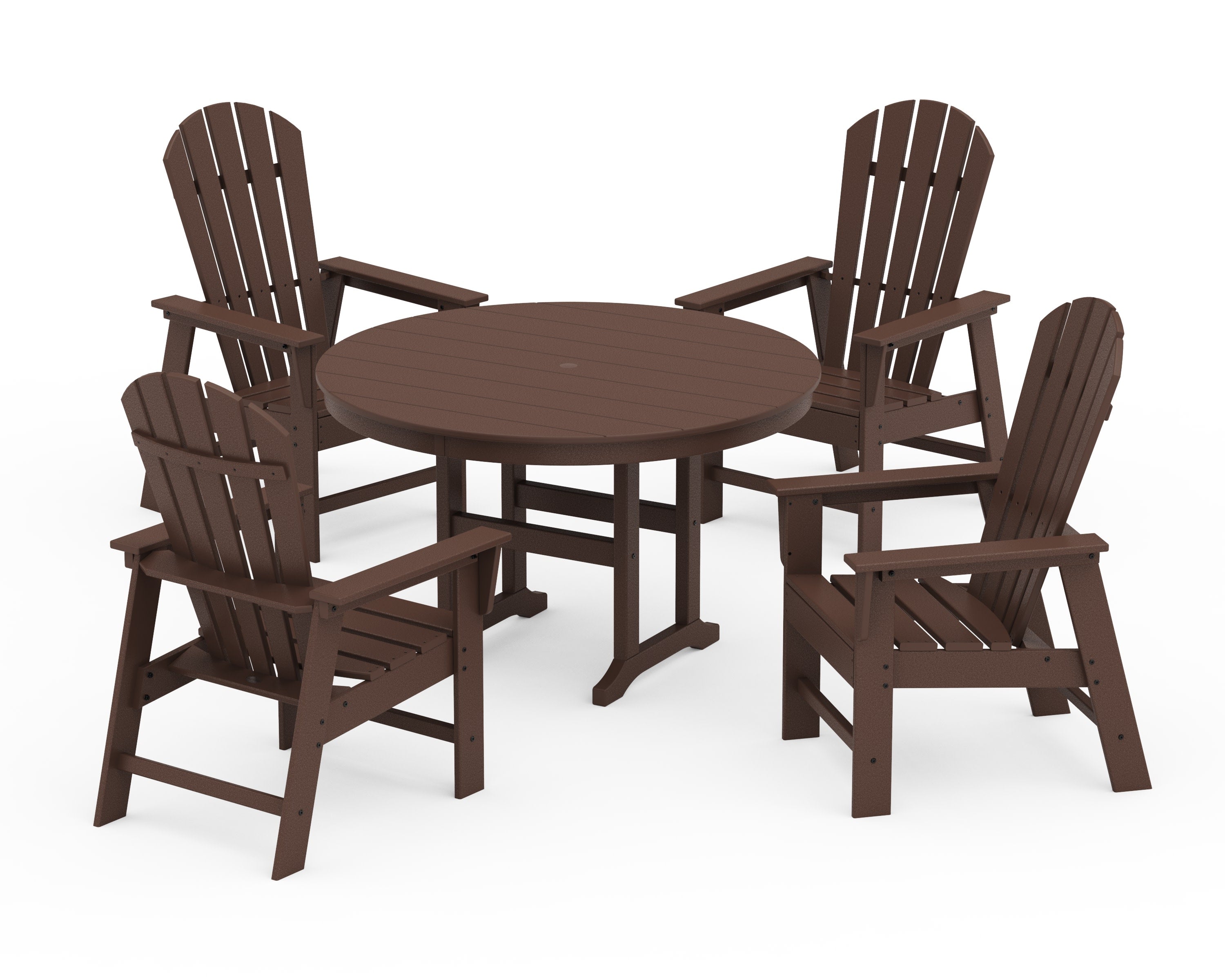 South Beach 5-Piece Round Farmhouse Dining Set in Mahogany