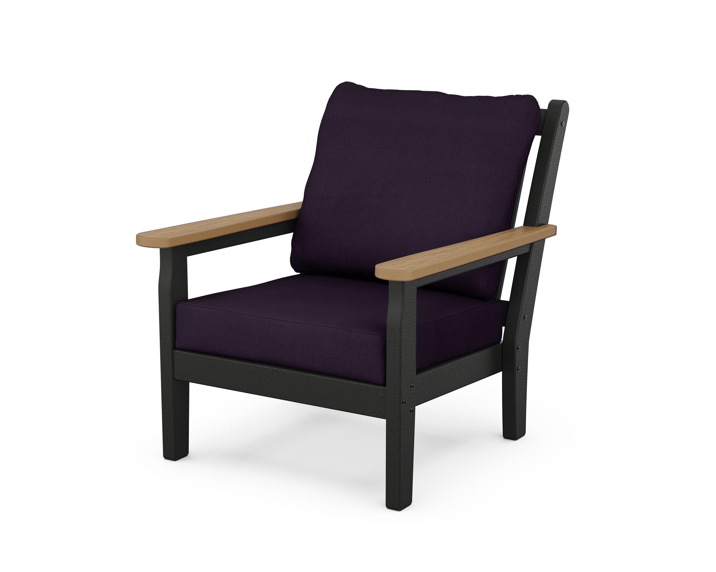 Chippendale Deep Seating Chair in Black / Natural / Navy Linen