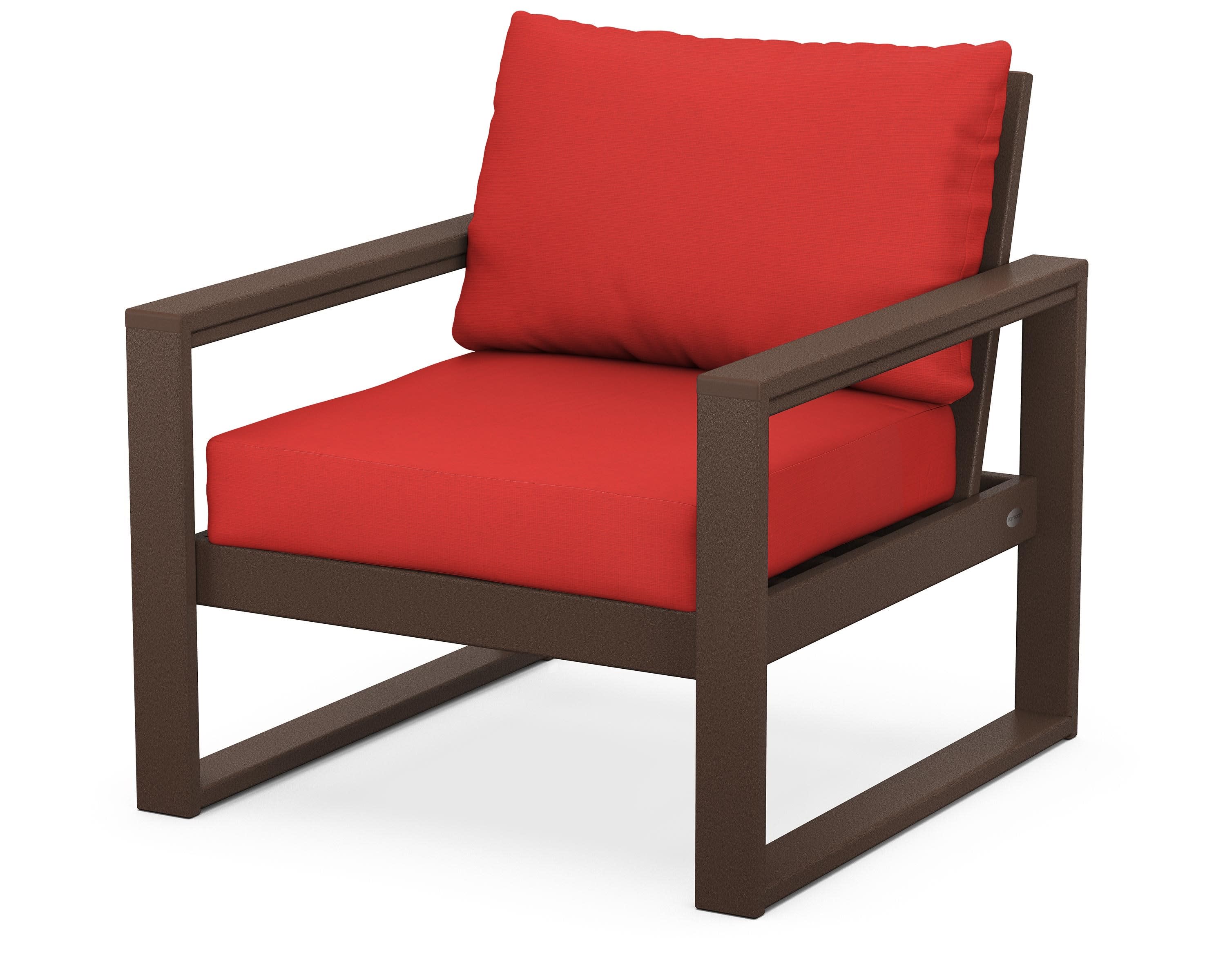 EDGE Club Chair in Mahogany / Crimson Linen