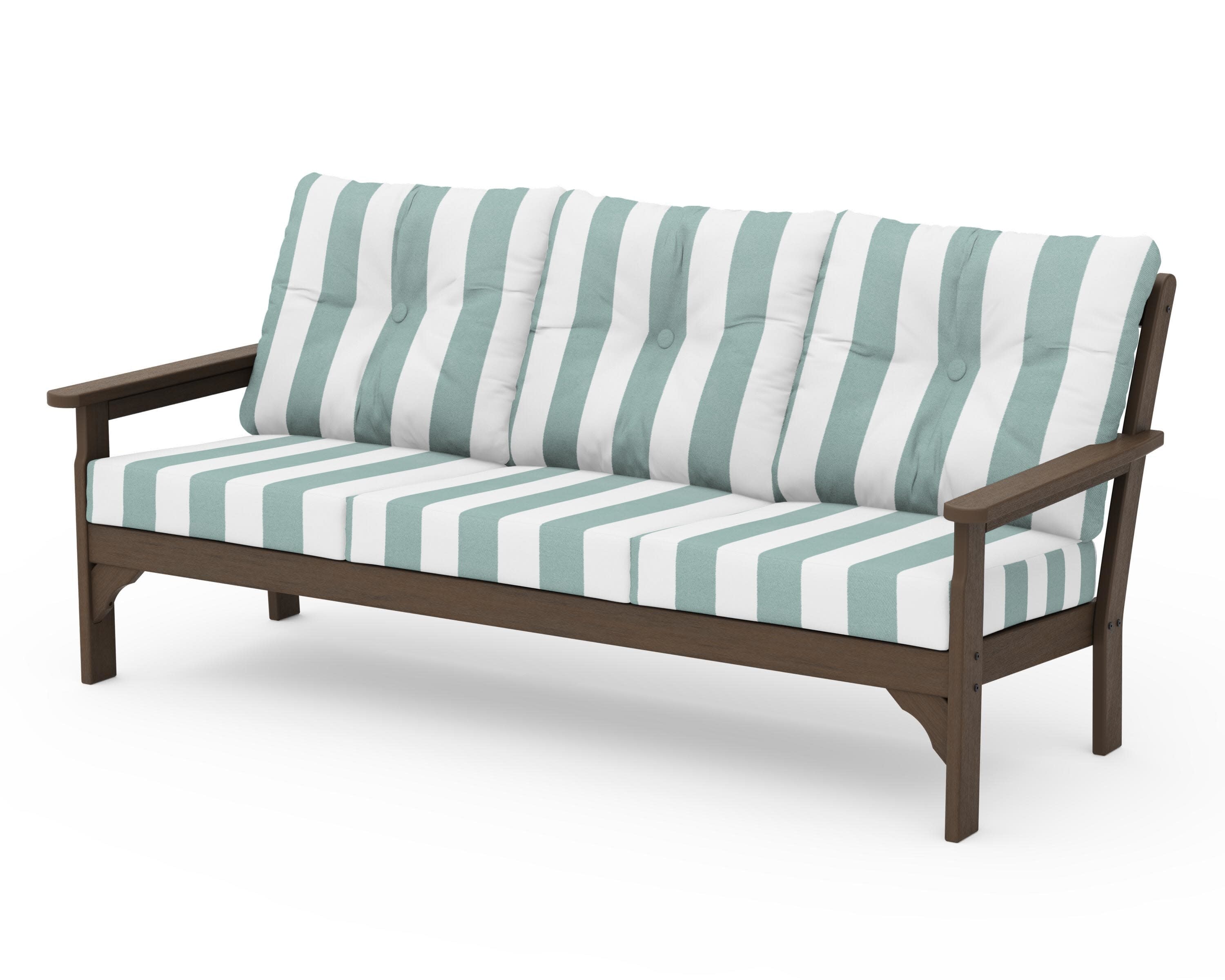 Vineyard Deep Seating Sofa in Kona / Cabana Stripe Glacier Spa