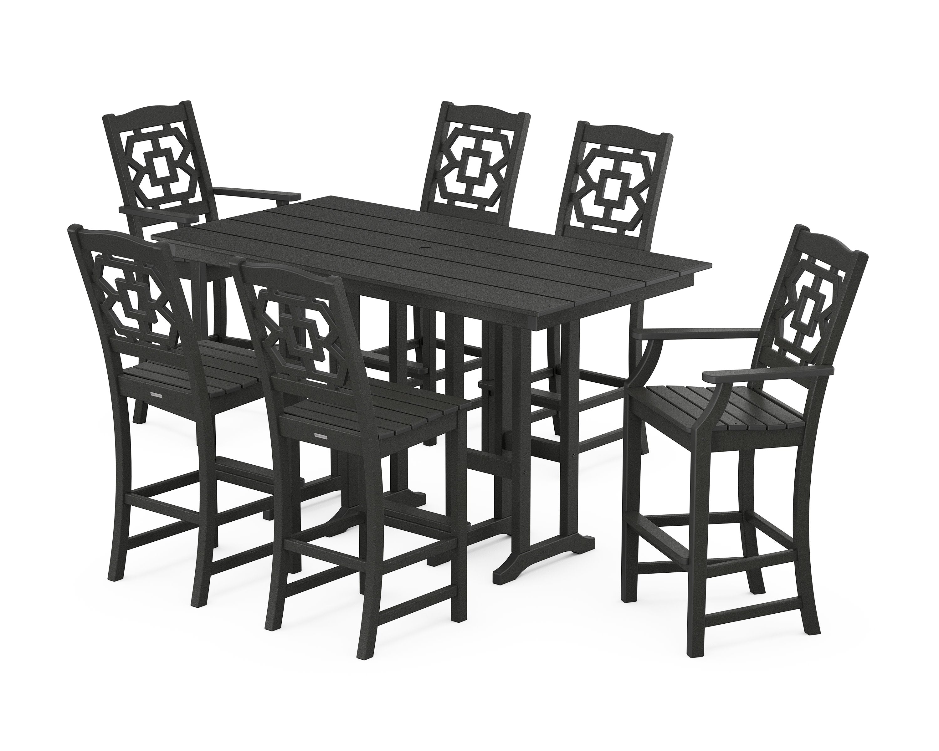 Chinoiserie 7-Piece Farmhouse Bar Set in Black