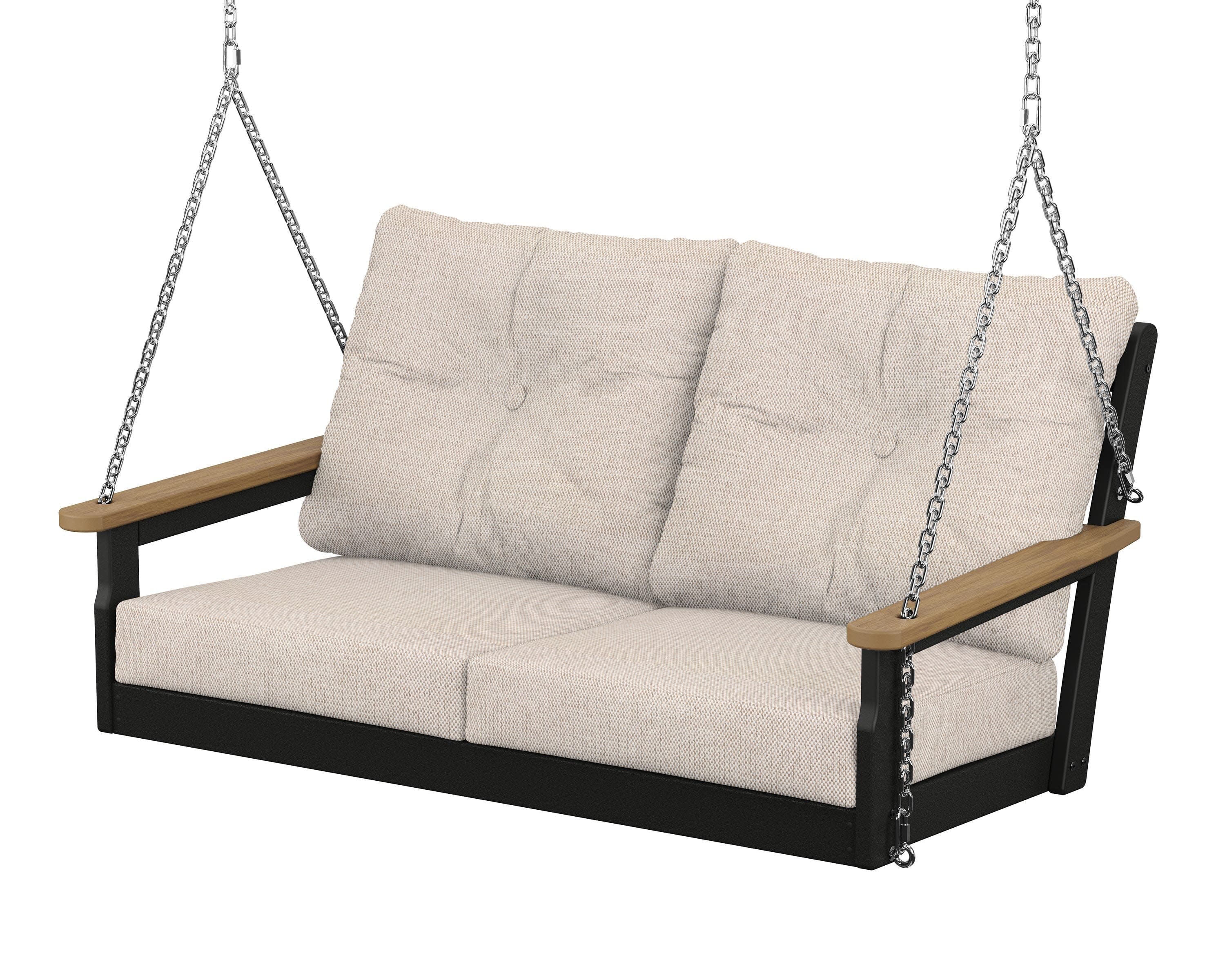 Vineyard Deep Seating Swing in Black / Natural / Blend Linen