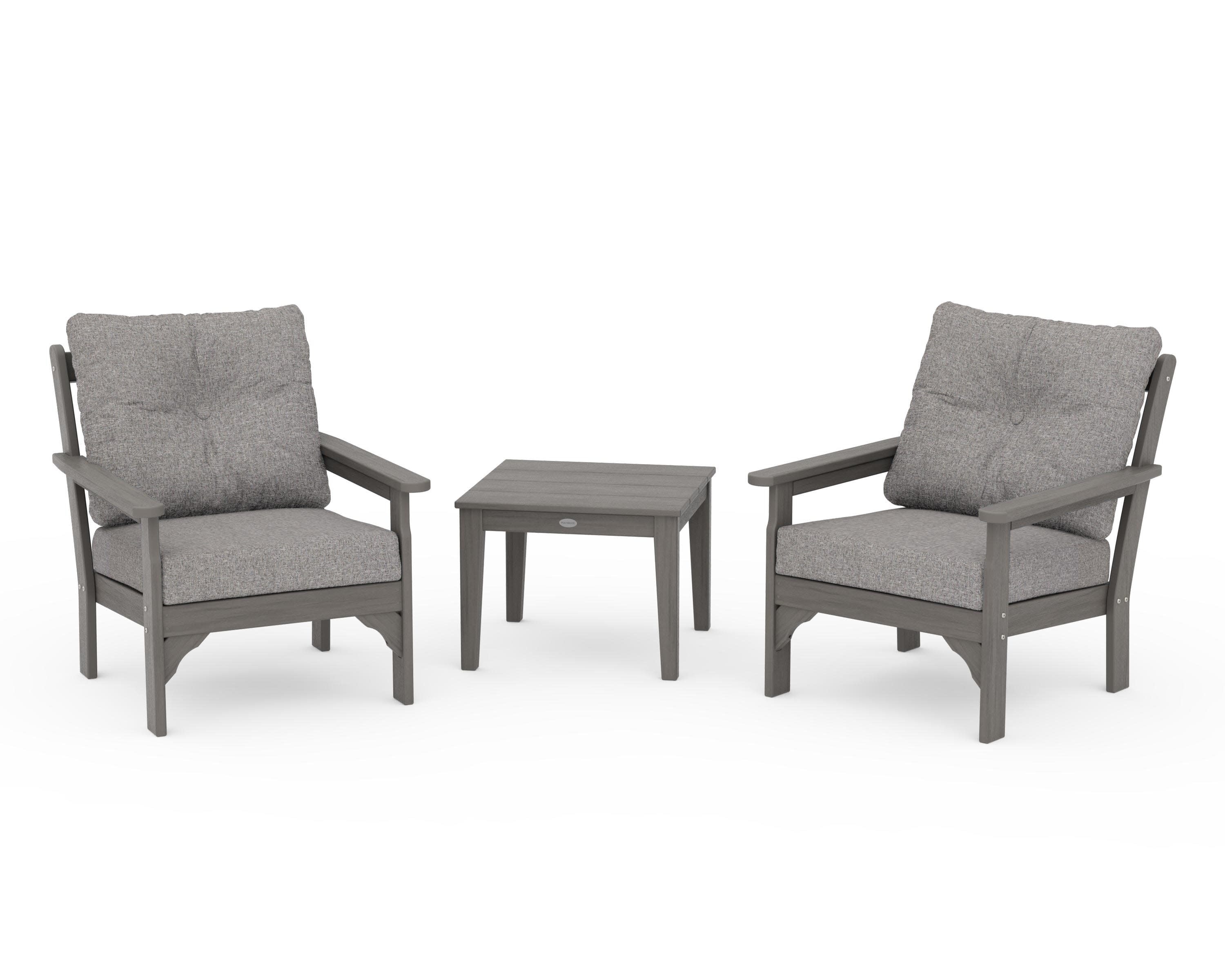 Vineyard 3-Piece Deep Seating Set in Driftwood / Grey Mist