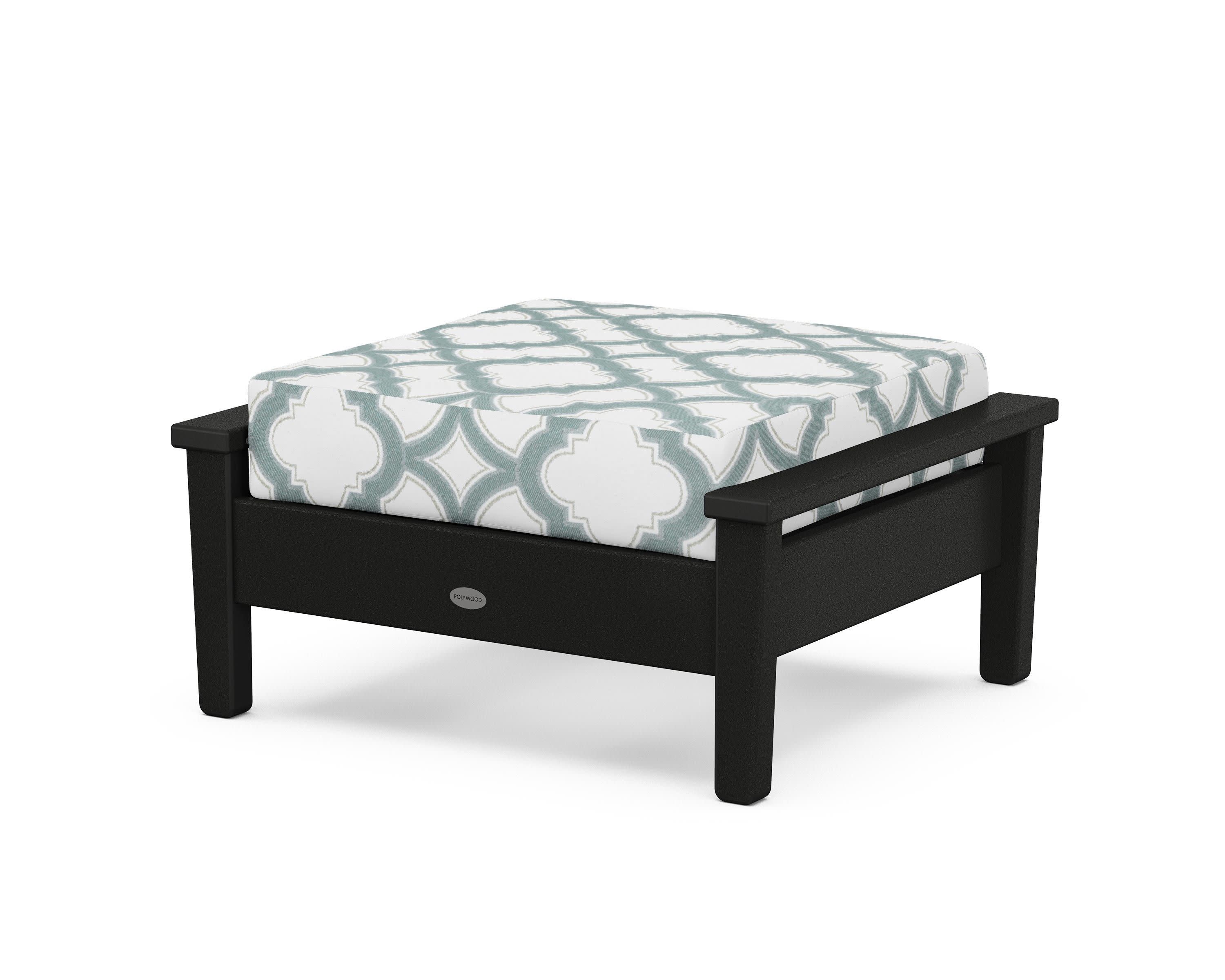 Prescott Deep Seating Ottoman in Black / Trellis Glacier Spa