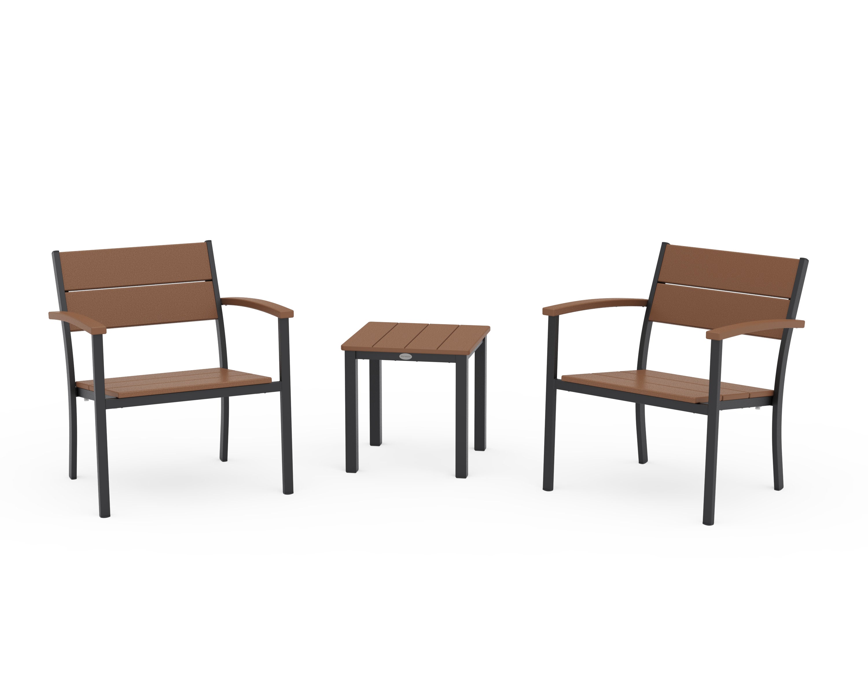 Main Street 3-Piece Lounge Chair Set in Black / Teak