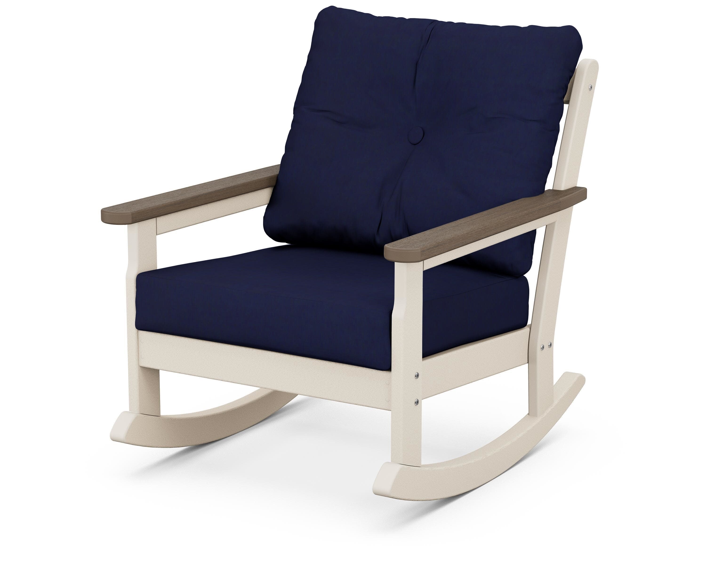 Vineyard Deep Seating Rocking Chair in Sand / Kona / Navy