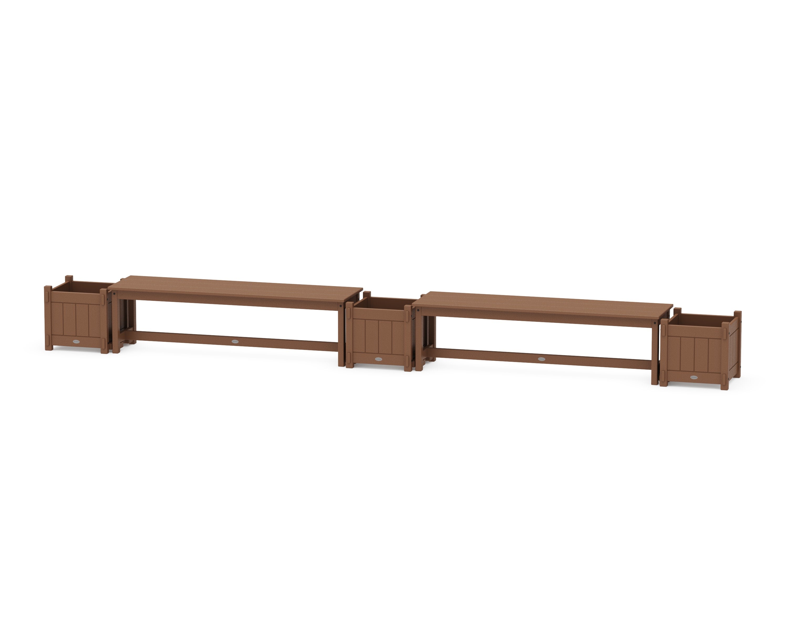 60" Vineyard Straight Double Planter Bench Set in Teak