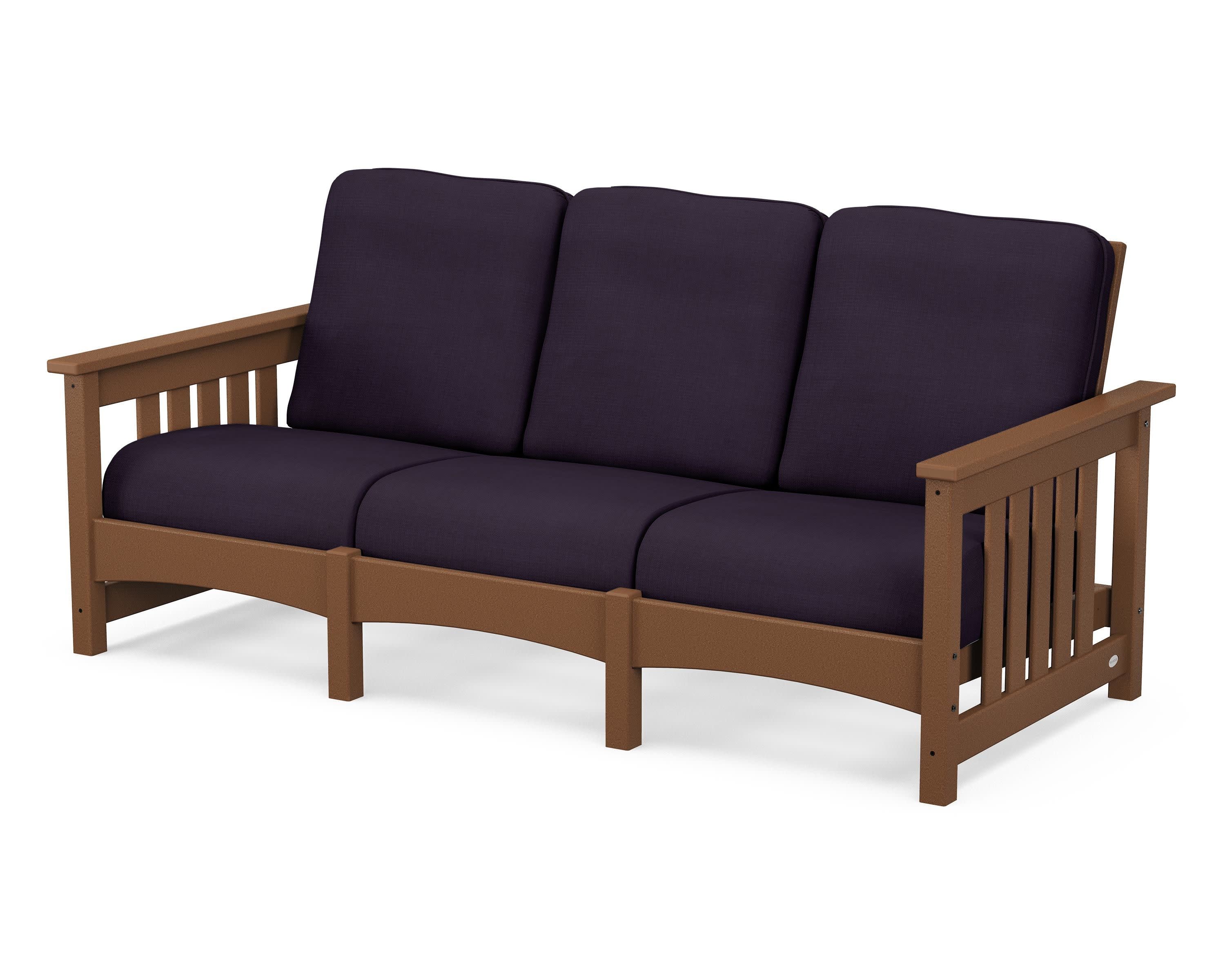 Club Mission Sofa in Teak / Navy Linen