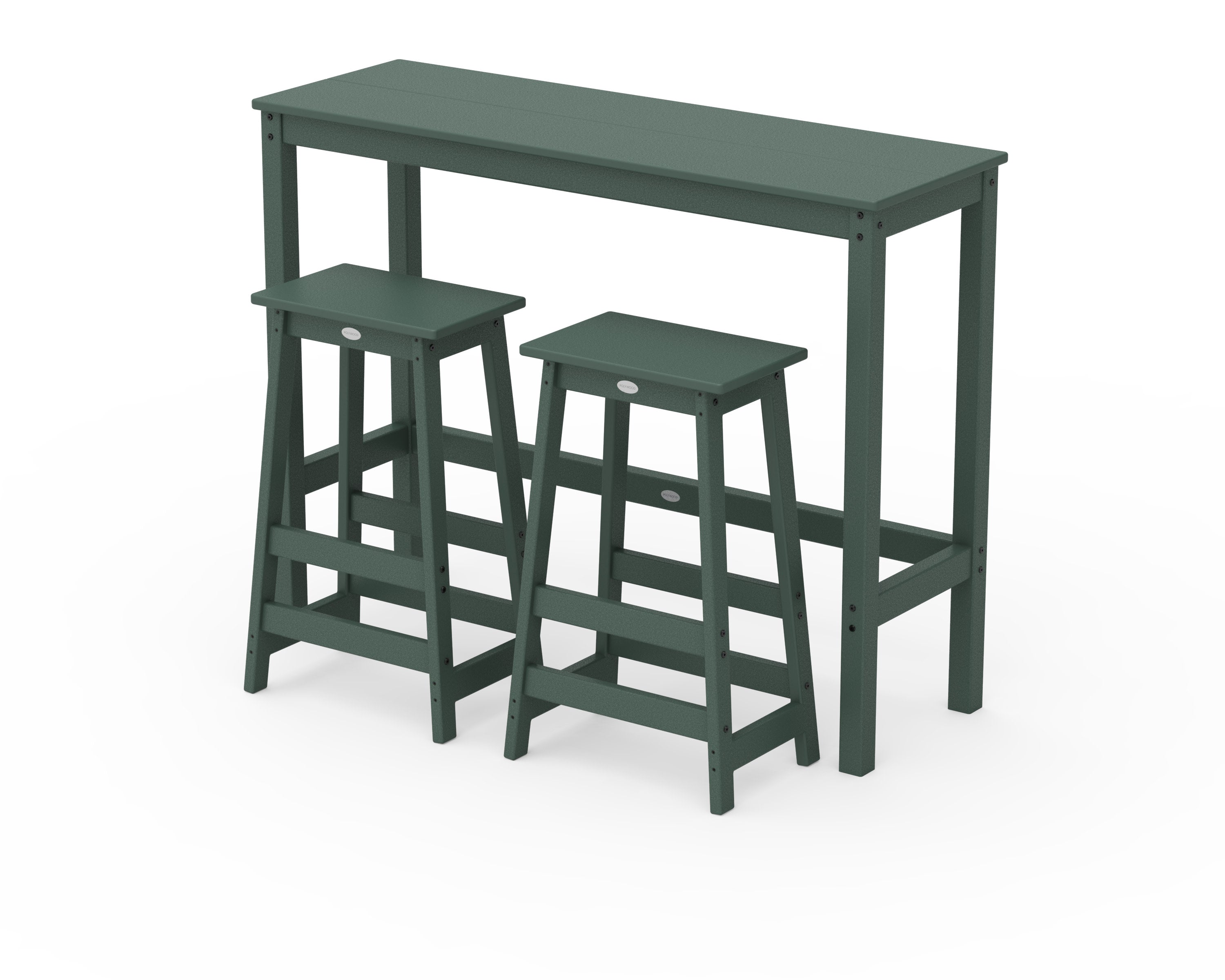 Modern Studio Stool 3-Piece Bar Balcony Set in Green