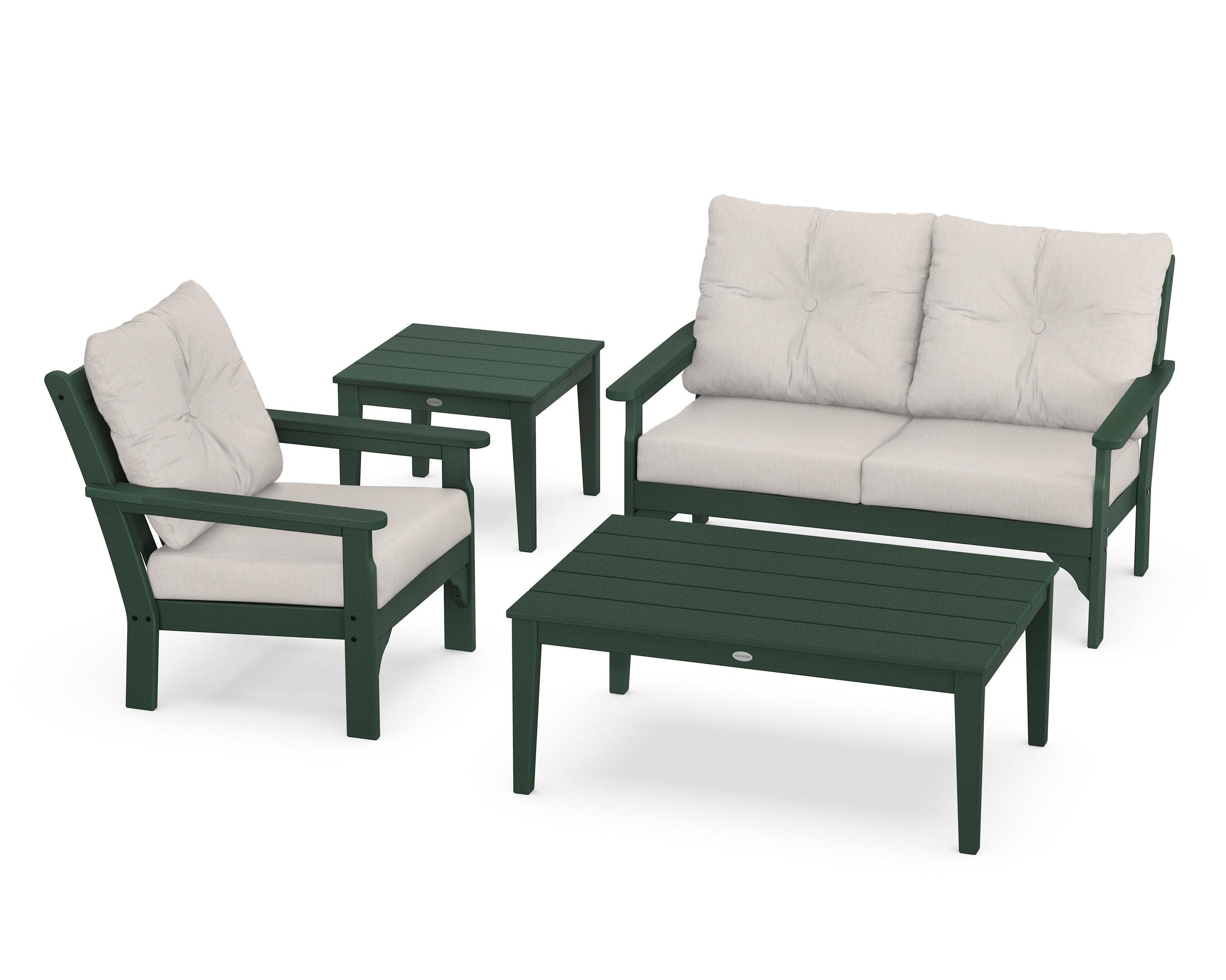 Vineyard 4-Piece Deep Seating Set in Green / Cast Ash