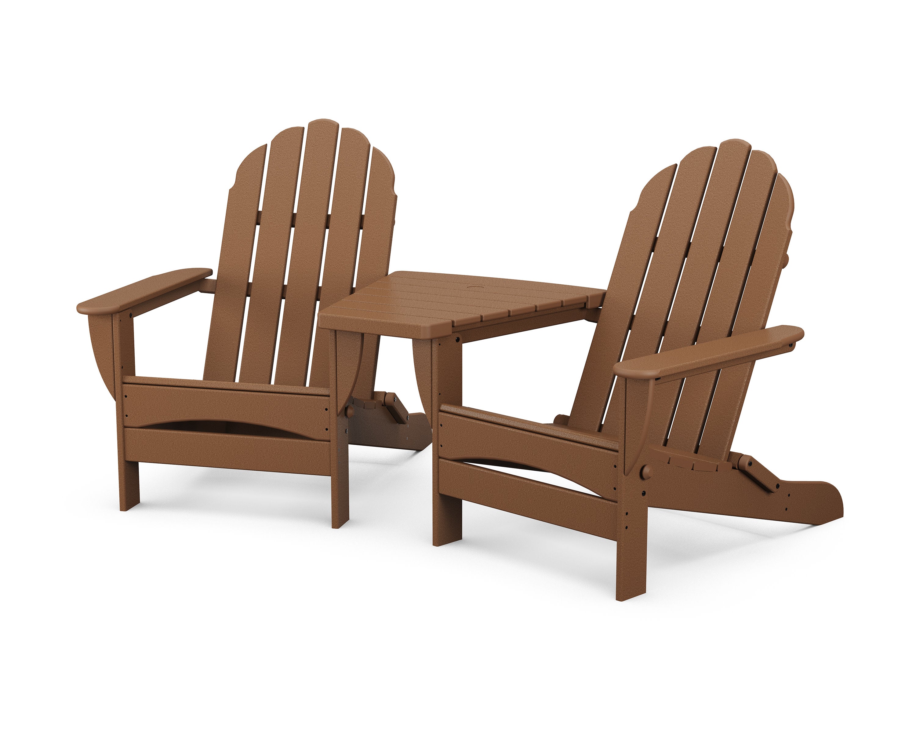 Classic Oversized Adirondacks with Angled Connecting Table in Teak