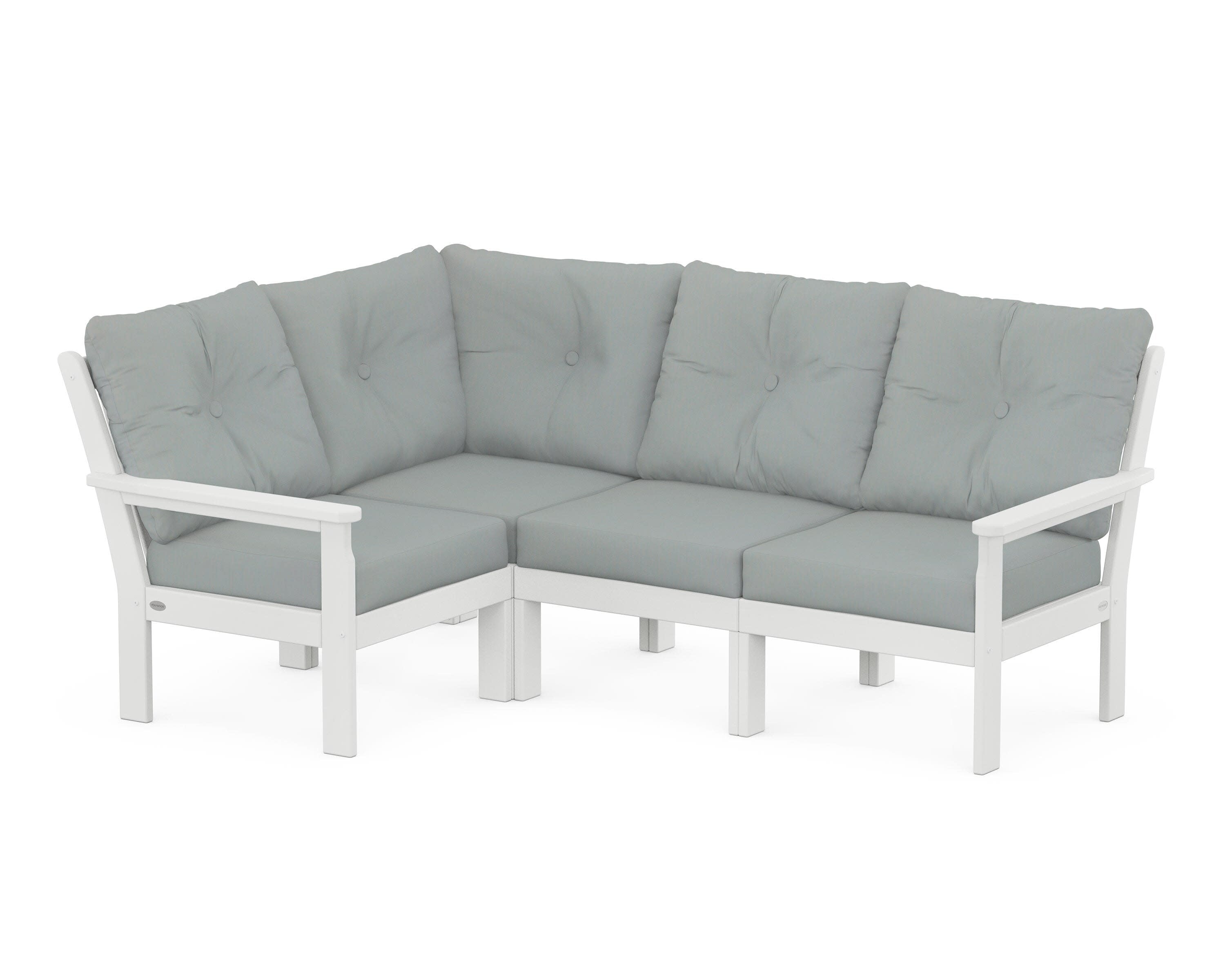 Vineyard 4-Piece Sectional in White / Spa