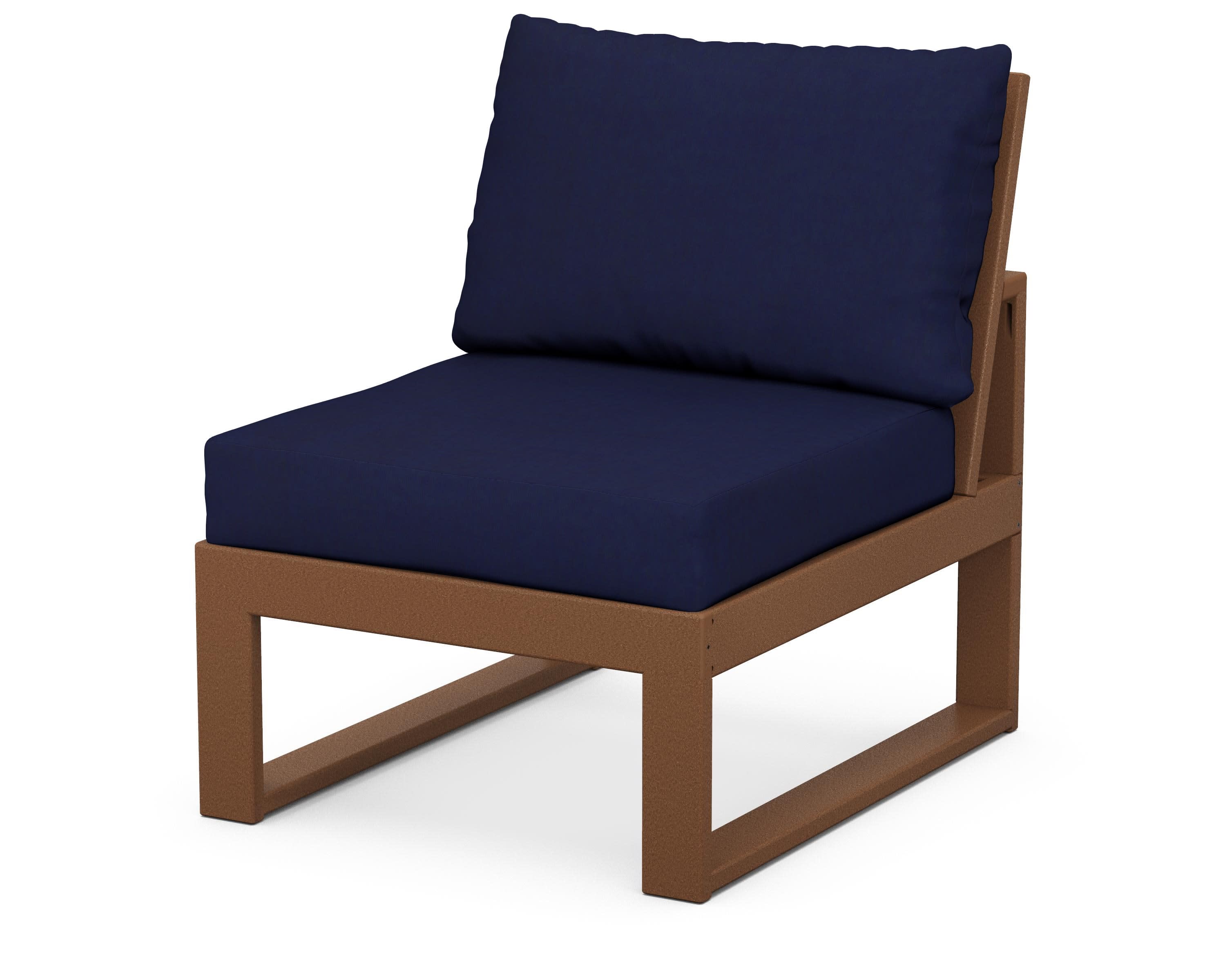 Modular Armless Chair in Teak / Navy