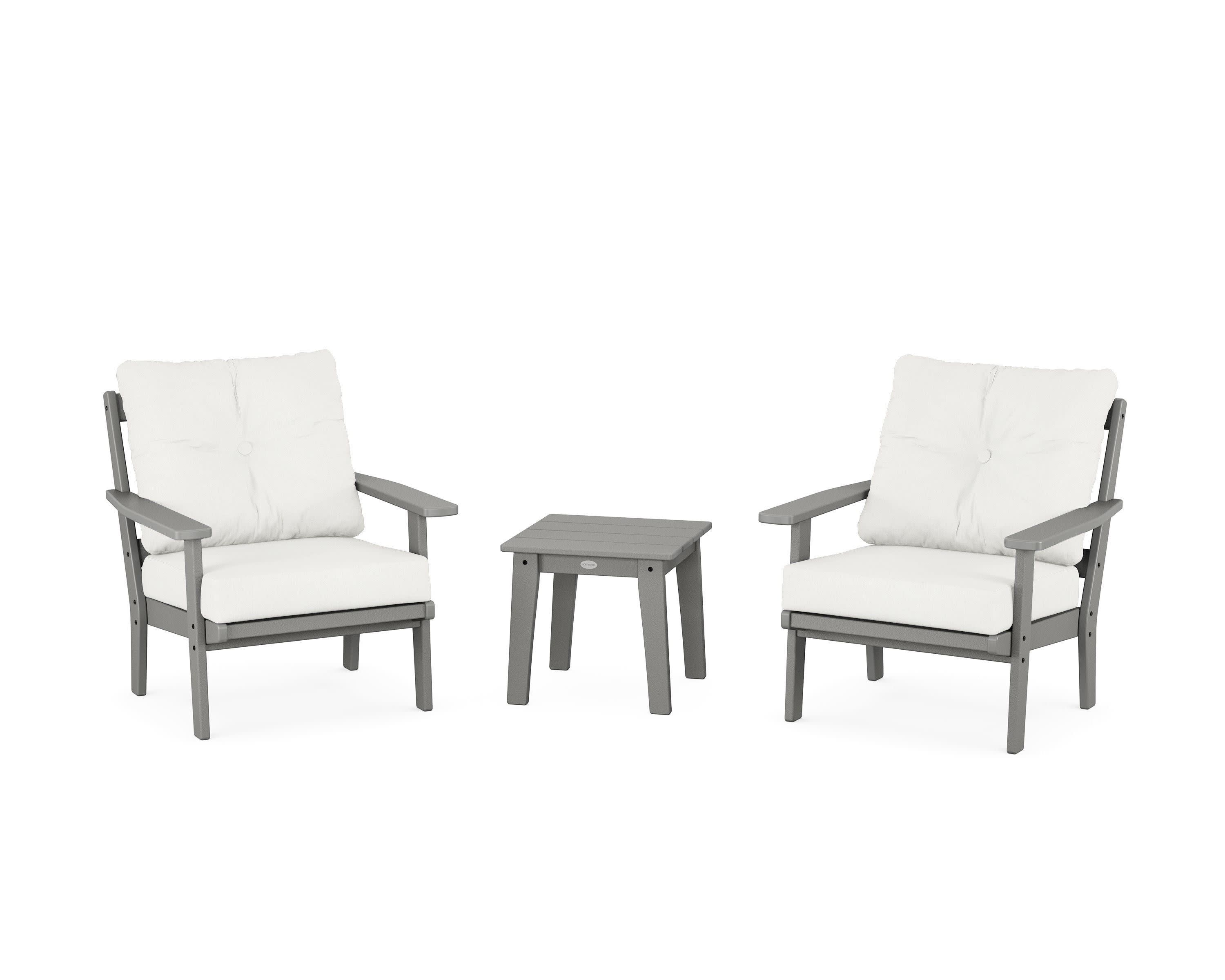 Oxford 3-Piece Deep Seating Set in Slate Grey / Natural Linen
