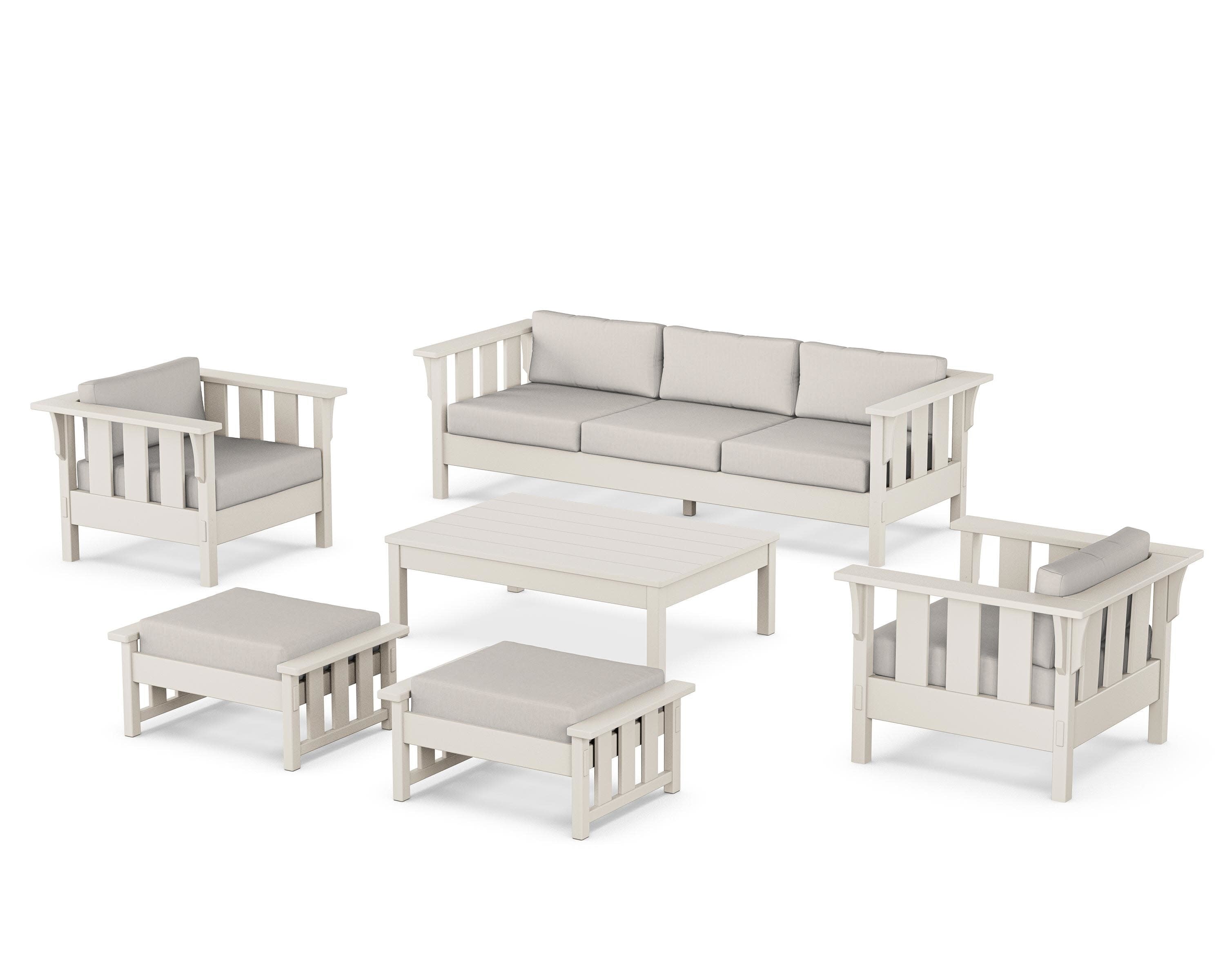 Acadia 6-Piece Lounge Sofa Set in Sand / Cast Ash