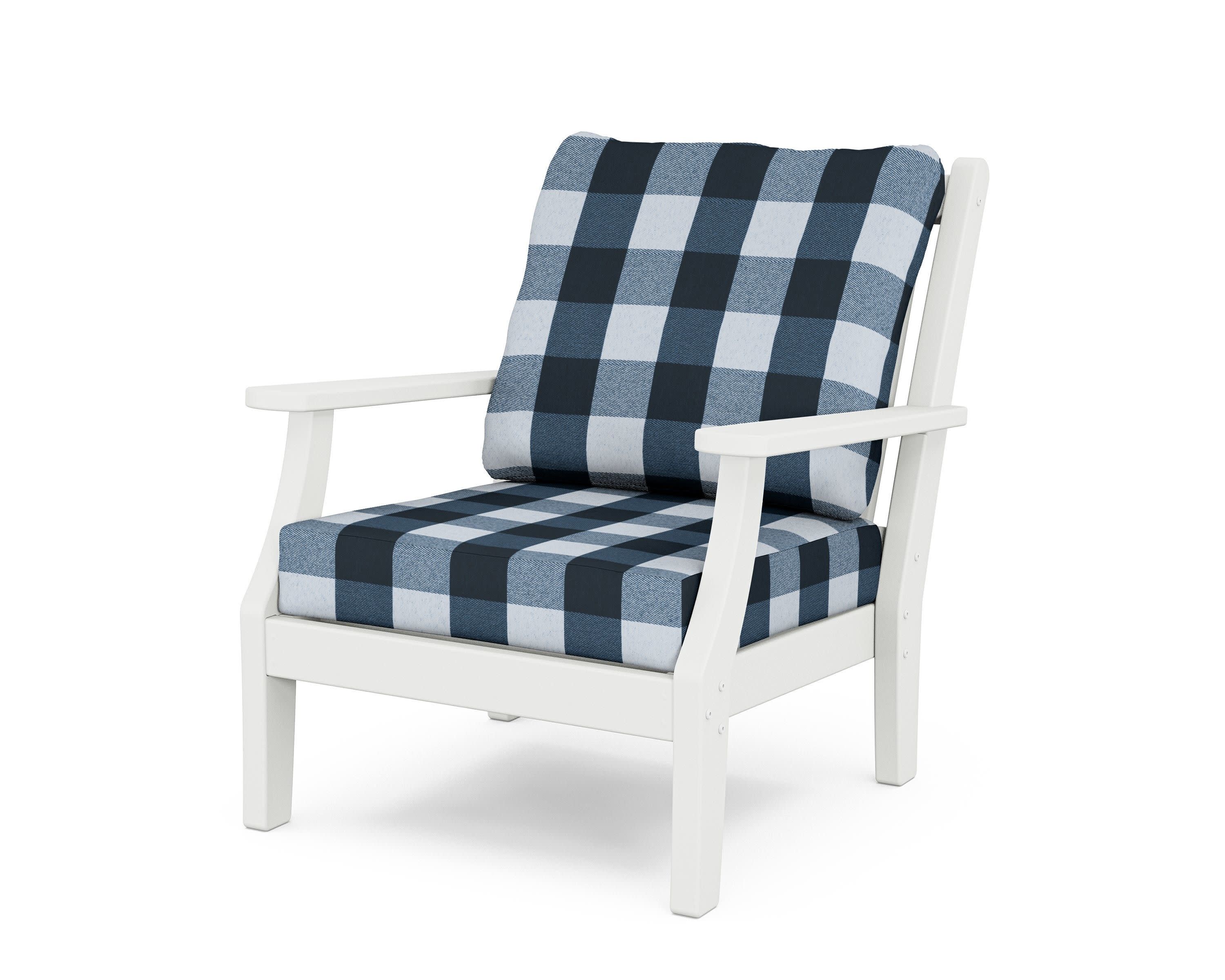 Wovendale Deep Seating Chair in White / Buffalo Plaid Marine Indigo
