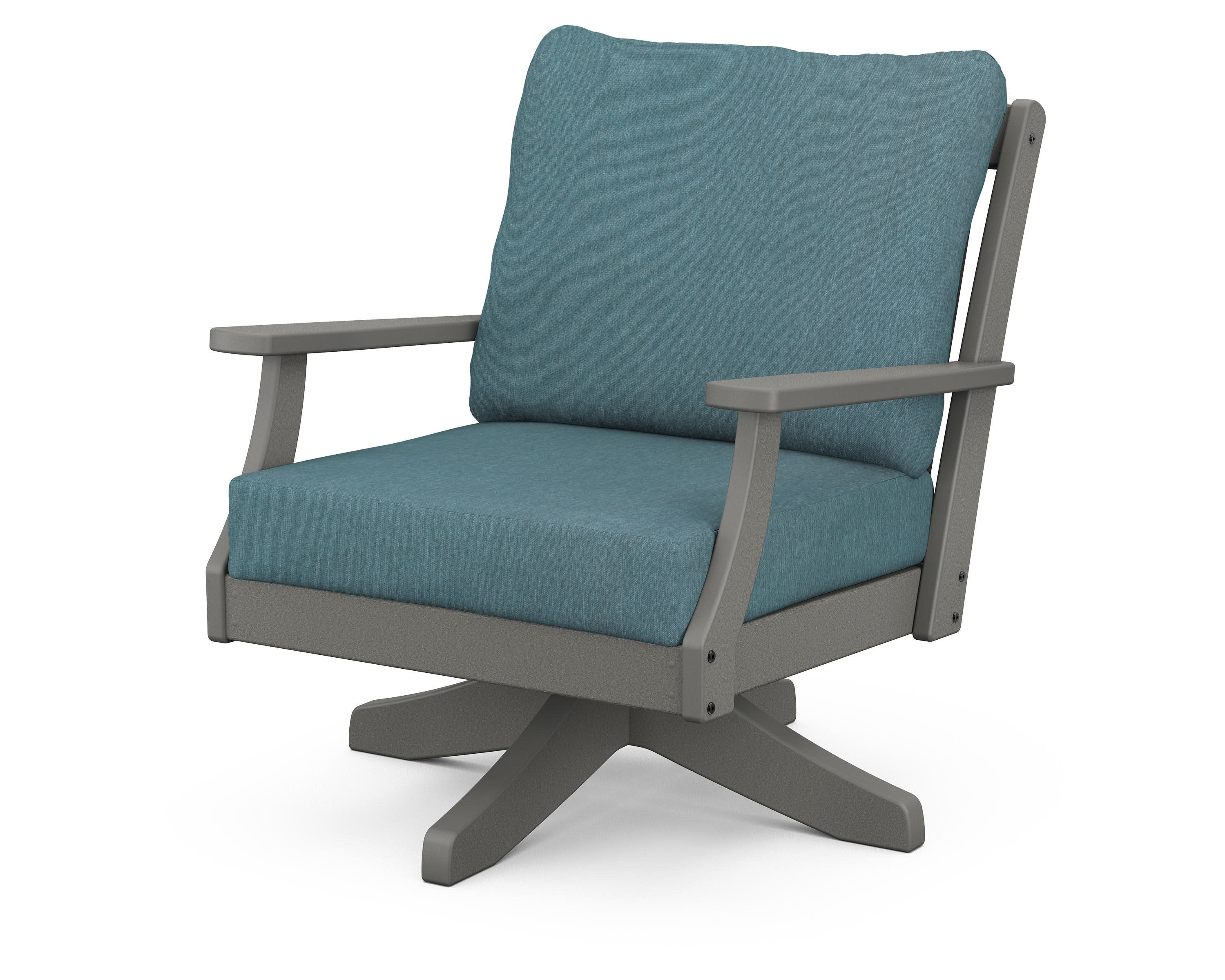 Braxton Deep Seating Swivel Chair in Slate Grey / Ocean Teal