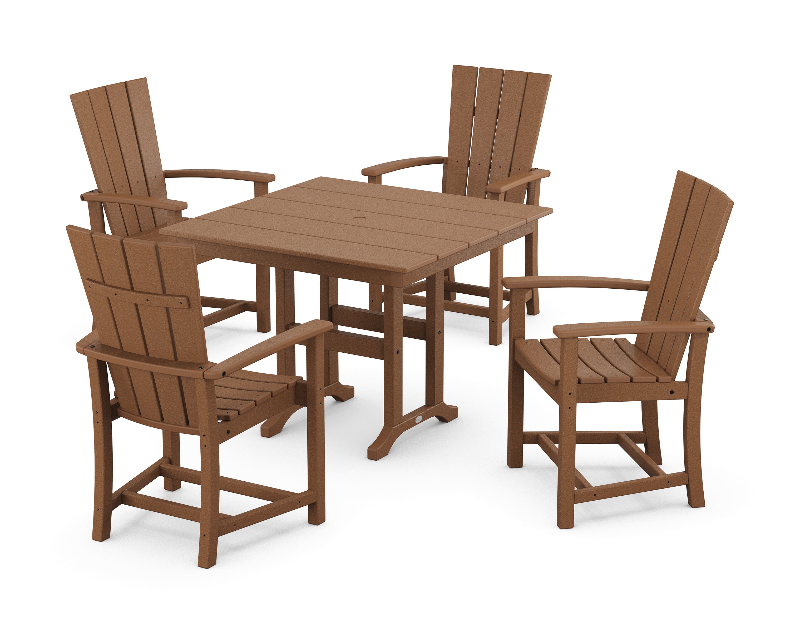 Quattro 5-Piece Farmhouse Dining Set in Teak