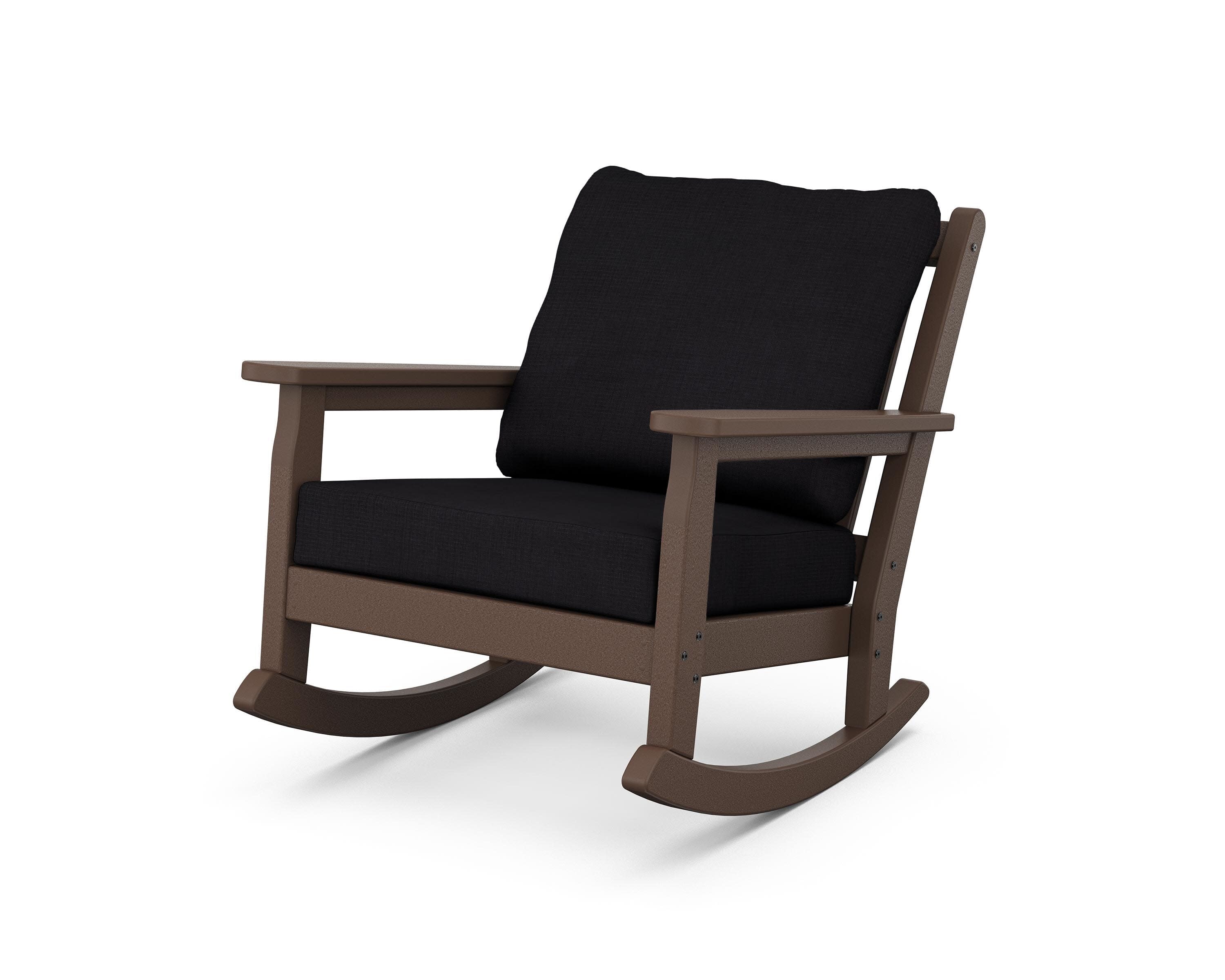 Chippendale Deep Seating Rocking Chair in Mahogany / Midnight Linen
