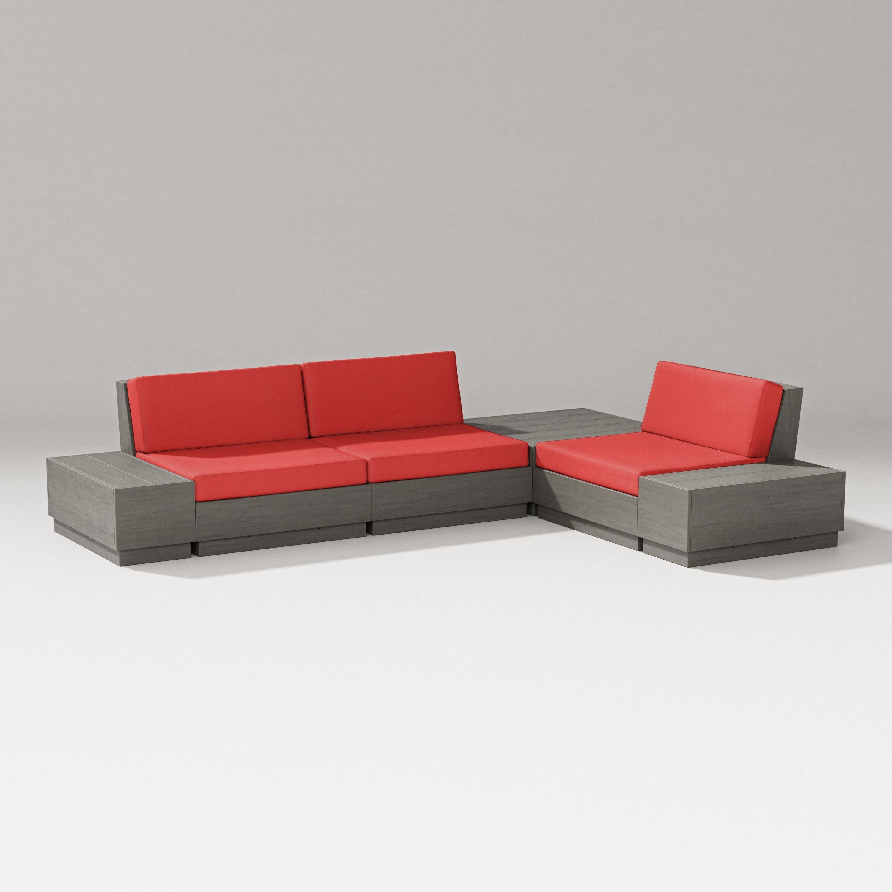 Elevate 6-Piece Corner Sectional in Driftwood / Crimson Linen