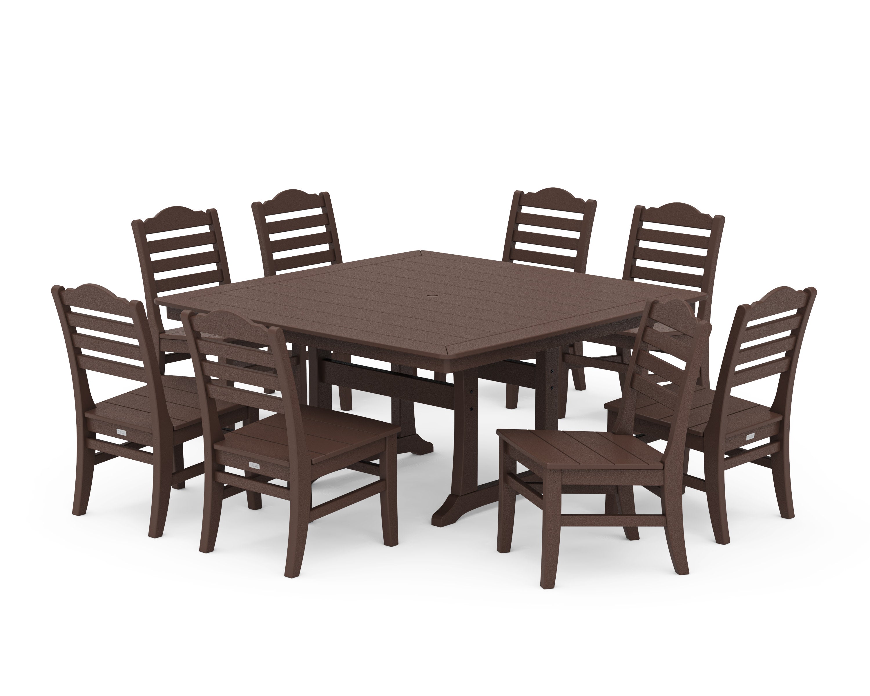 Savannah Side Chair 9-Piece Square Dining Set with Trestle Legs in Mahogany