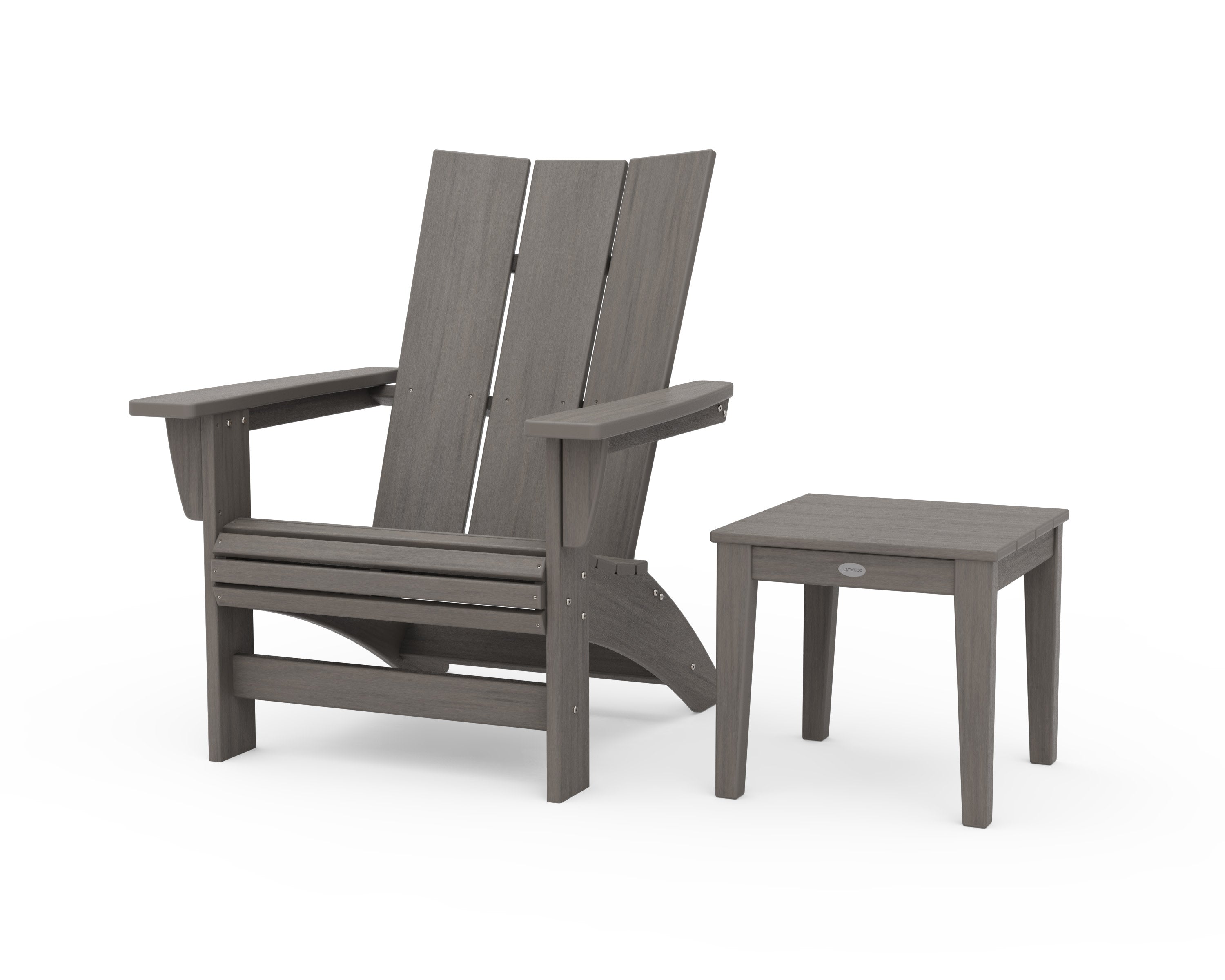Modern Grand Adirondack Chair with Side Table in Driftwood