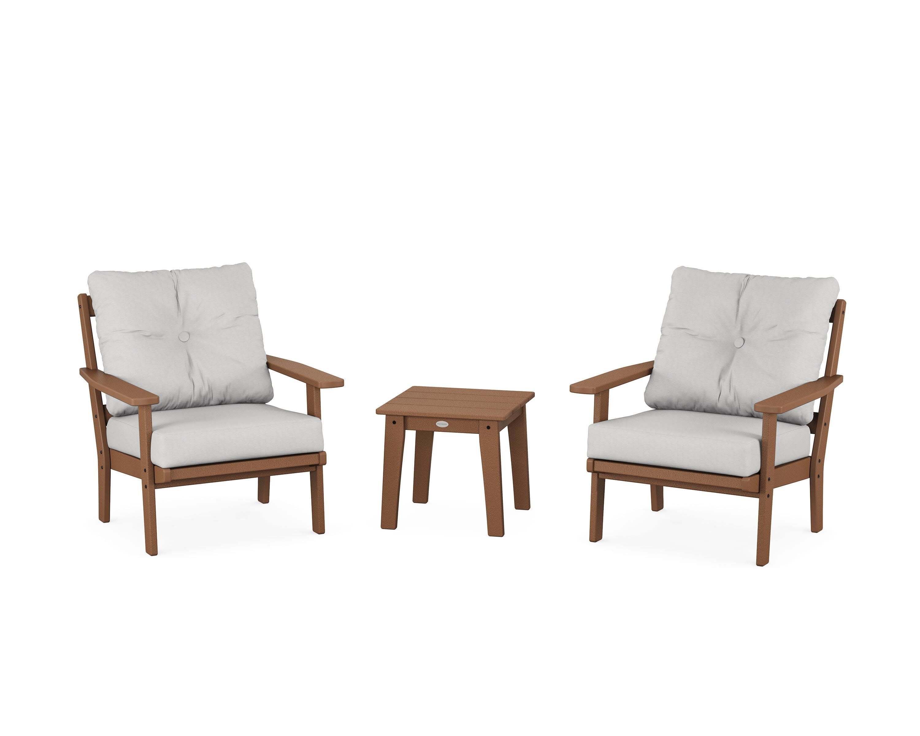 Prairie 3-Piece Deep Seating Set in Teak / Diamond in the Rough