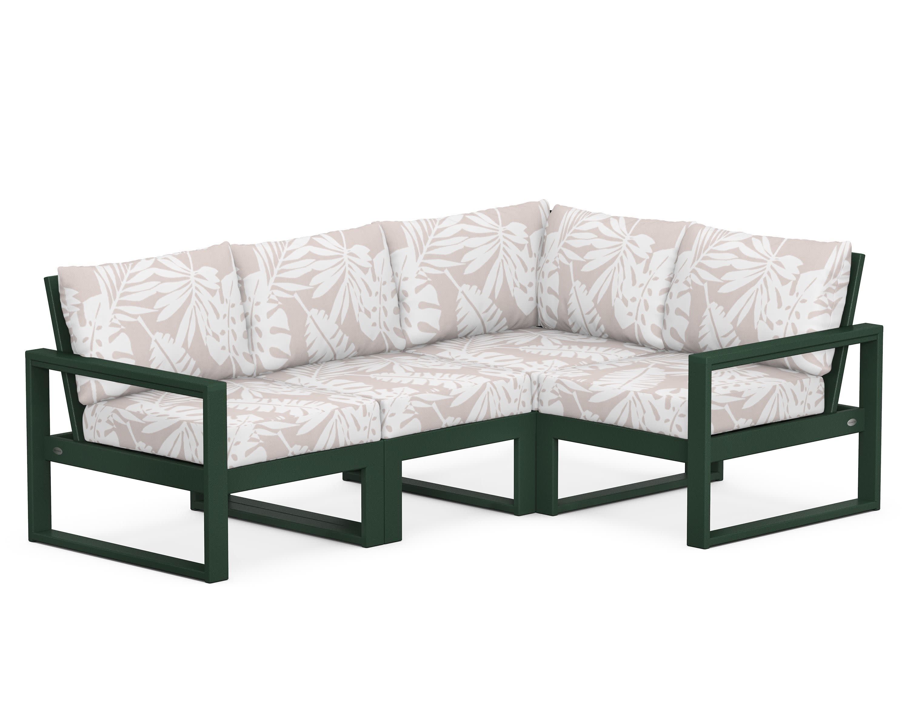 EDGE 4-Piece Modular Deep Seating Set in Green / Leaf Dune Burlap
