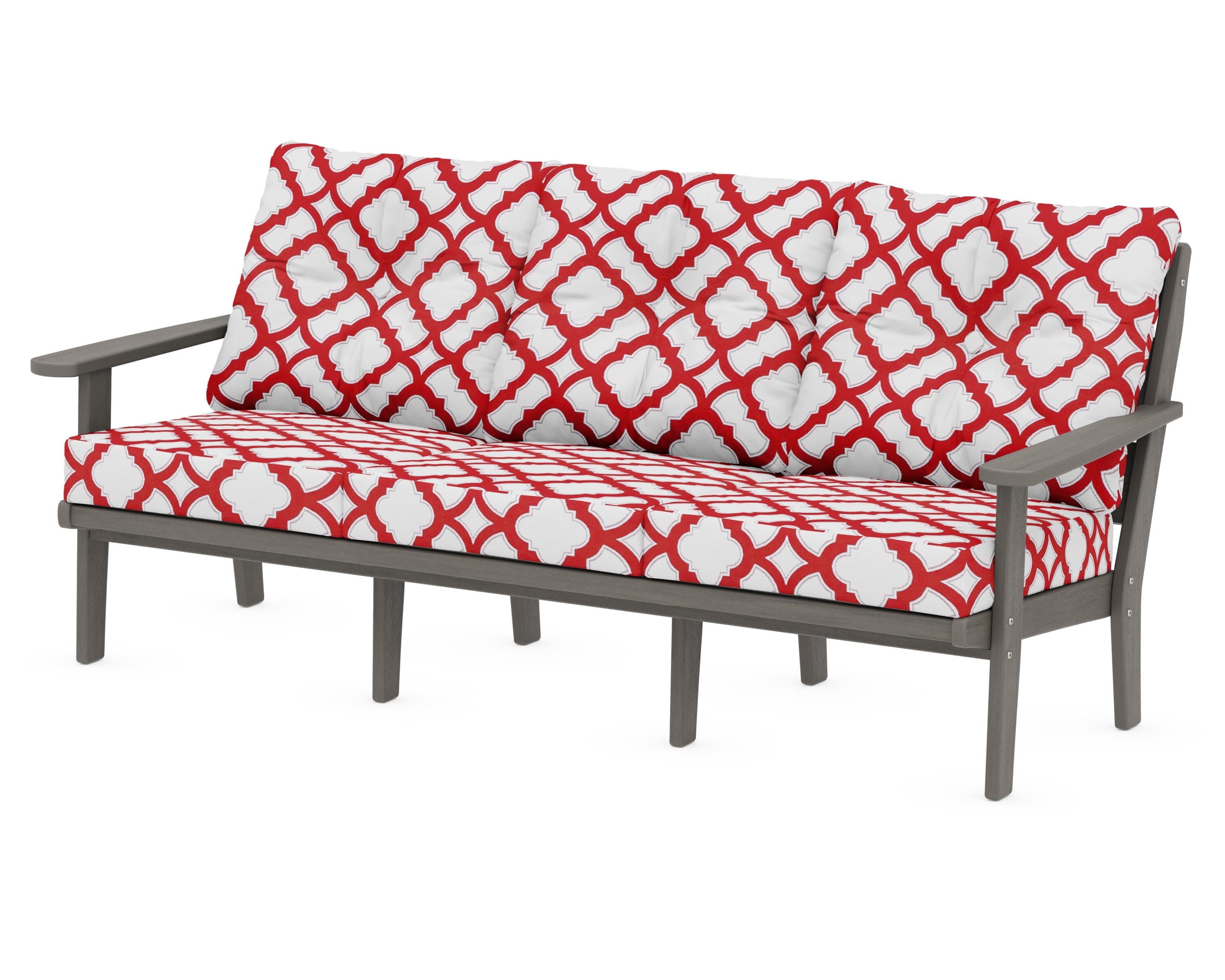 Lakeside Deep Seating Sofa in Driftwood / Trellis Crimson