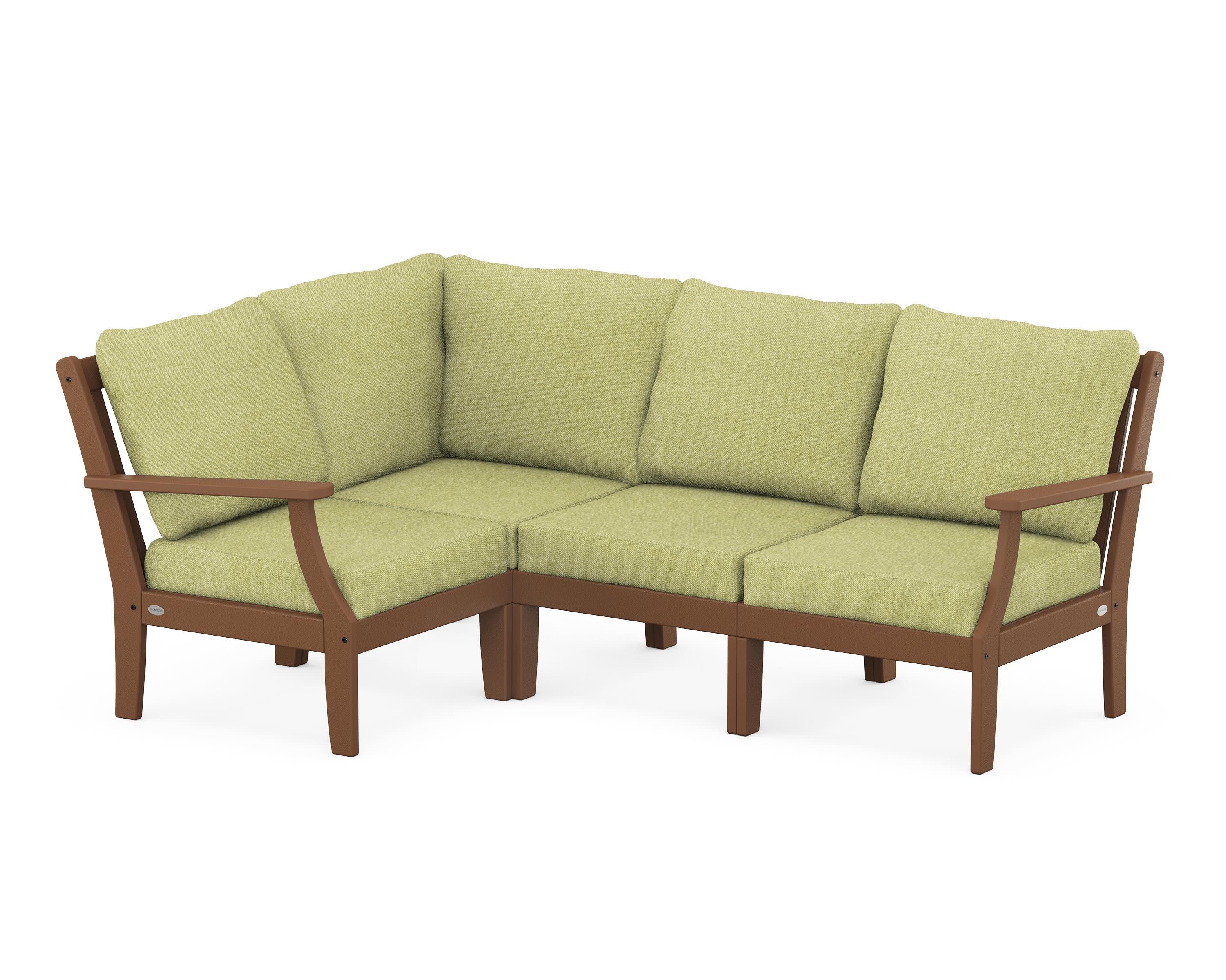 Braxton Modular 4-Piece Deep Seating Set in Teak / Chartreuse Boucle