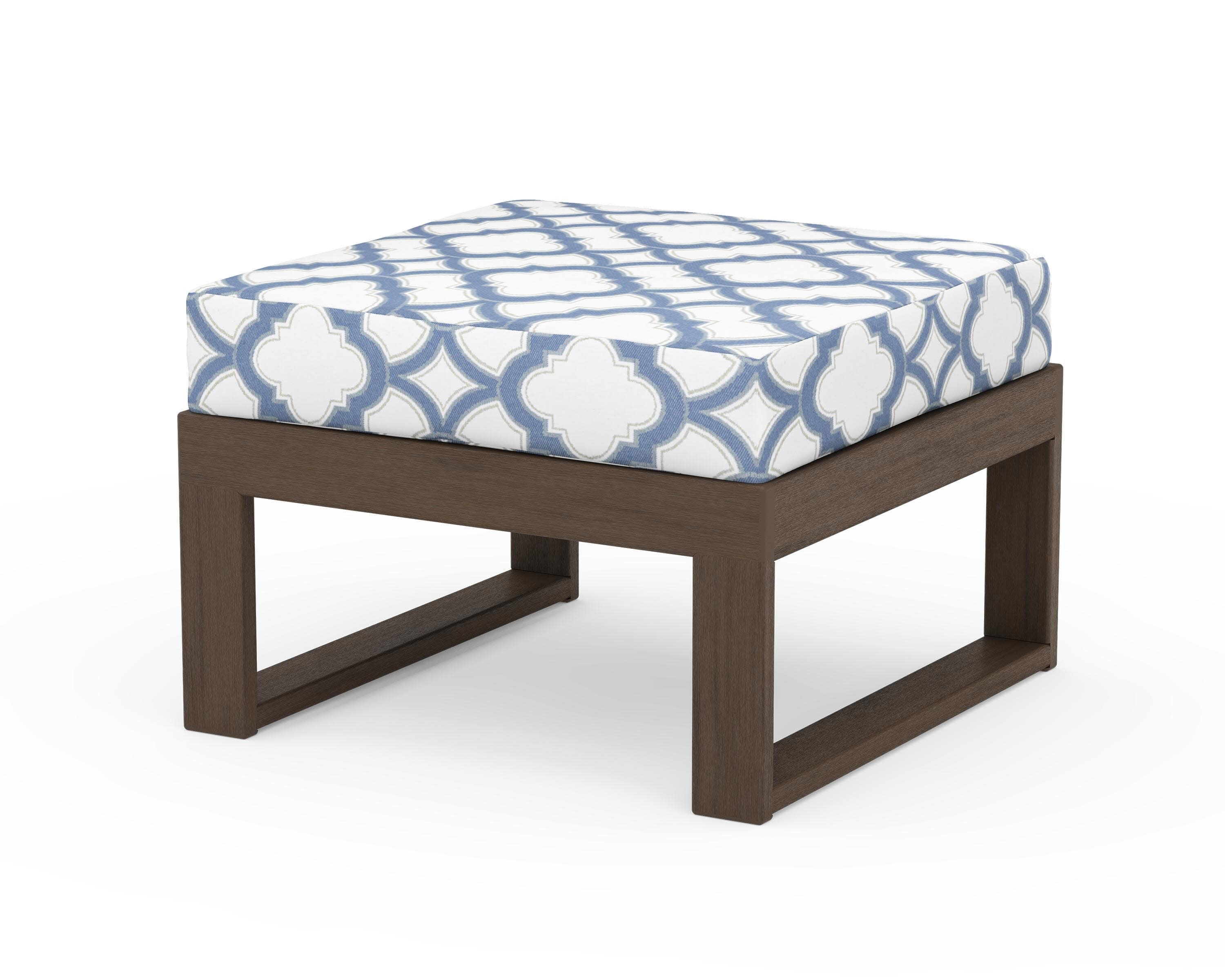 Modular Ottoman - Modern in Kona / Trellis Sky Blue