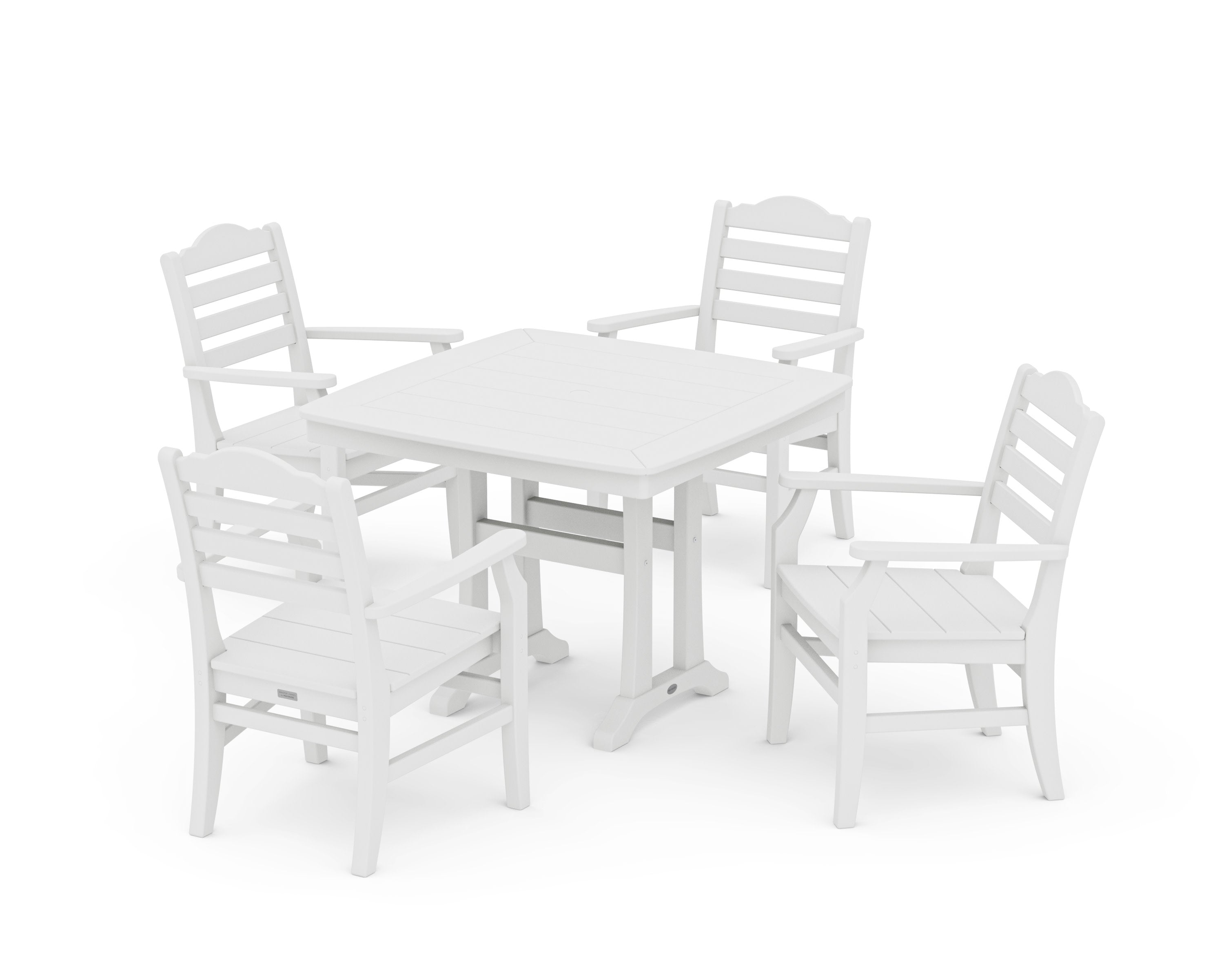 Savannah 5-Piece Dining Set with Trestle Legs in White
